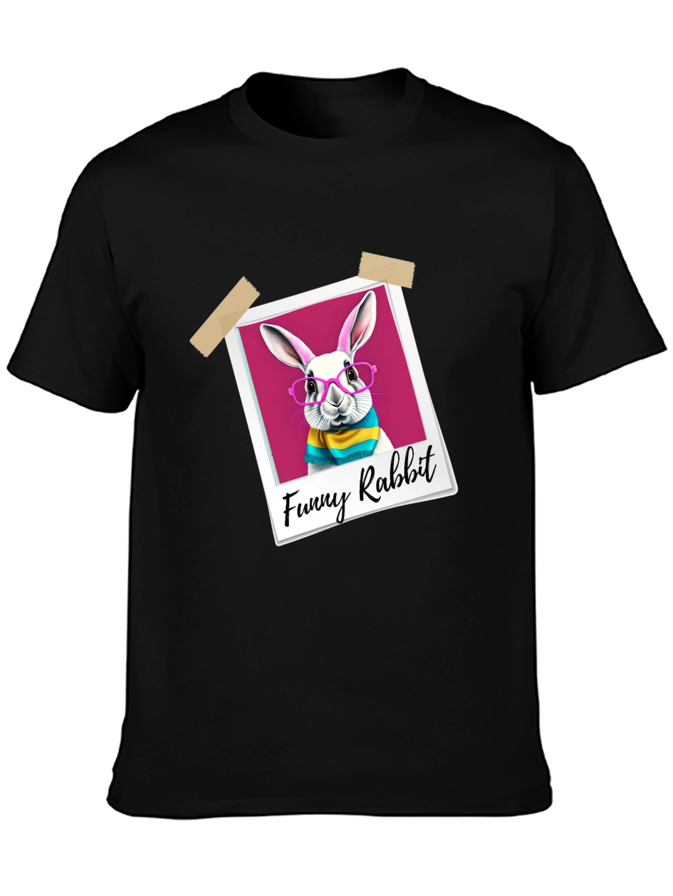 Black Funny Rabbit Graphic T-Shirt view 3