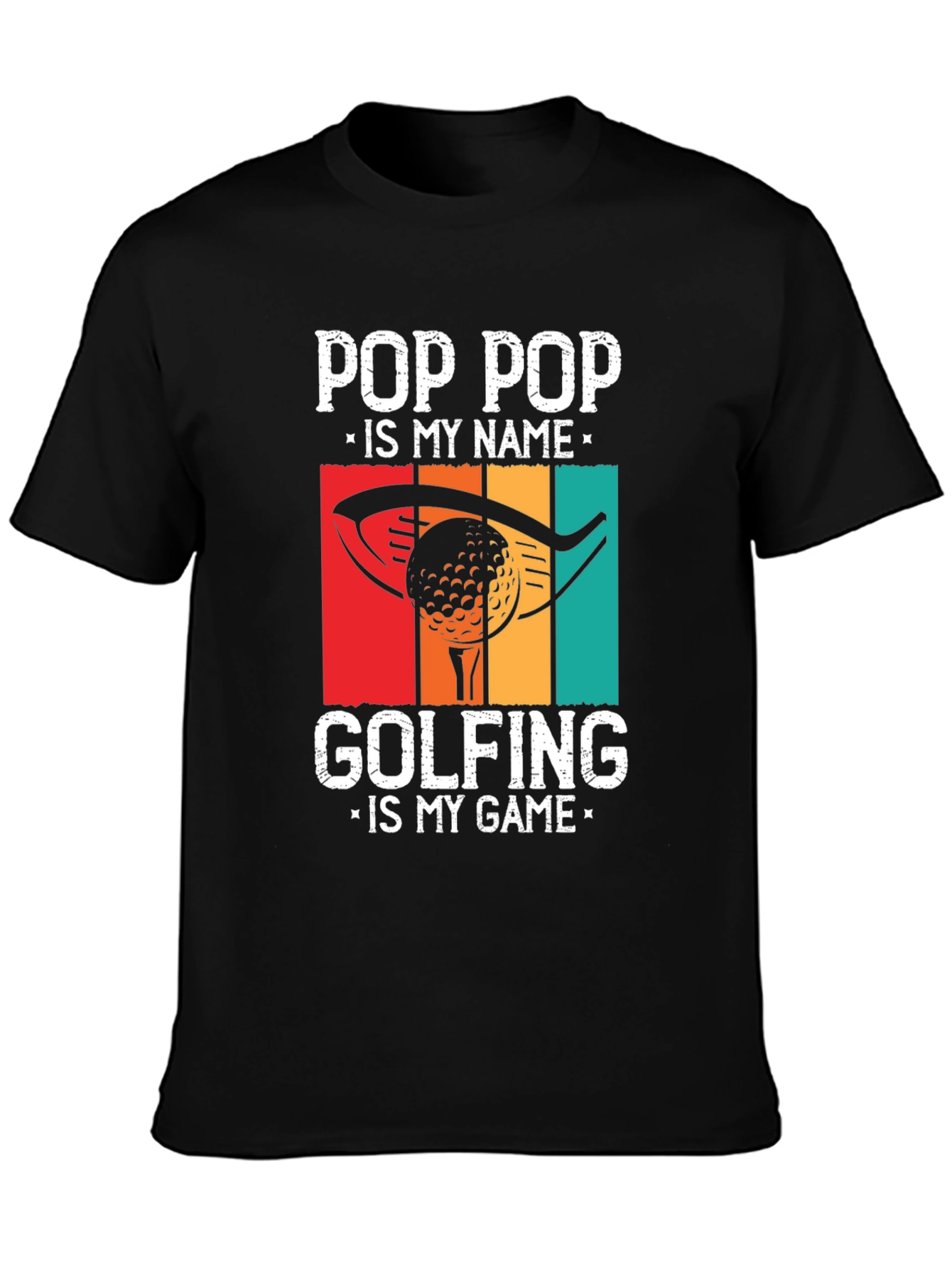 Black Pop Pop Golfing T-Shirt - Funny Grandpa Gift view 3