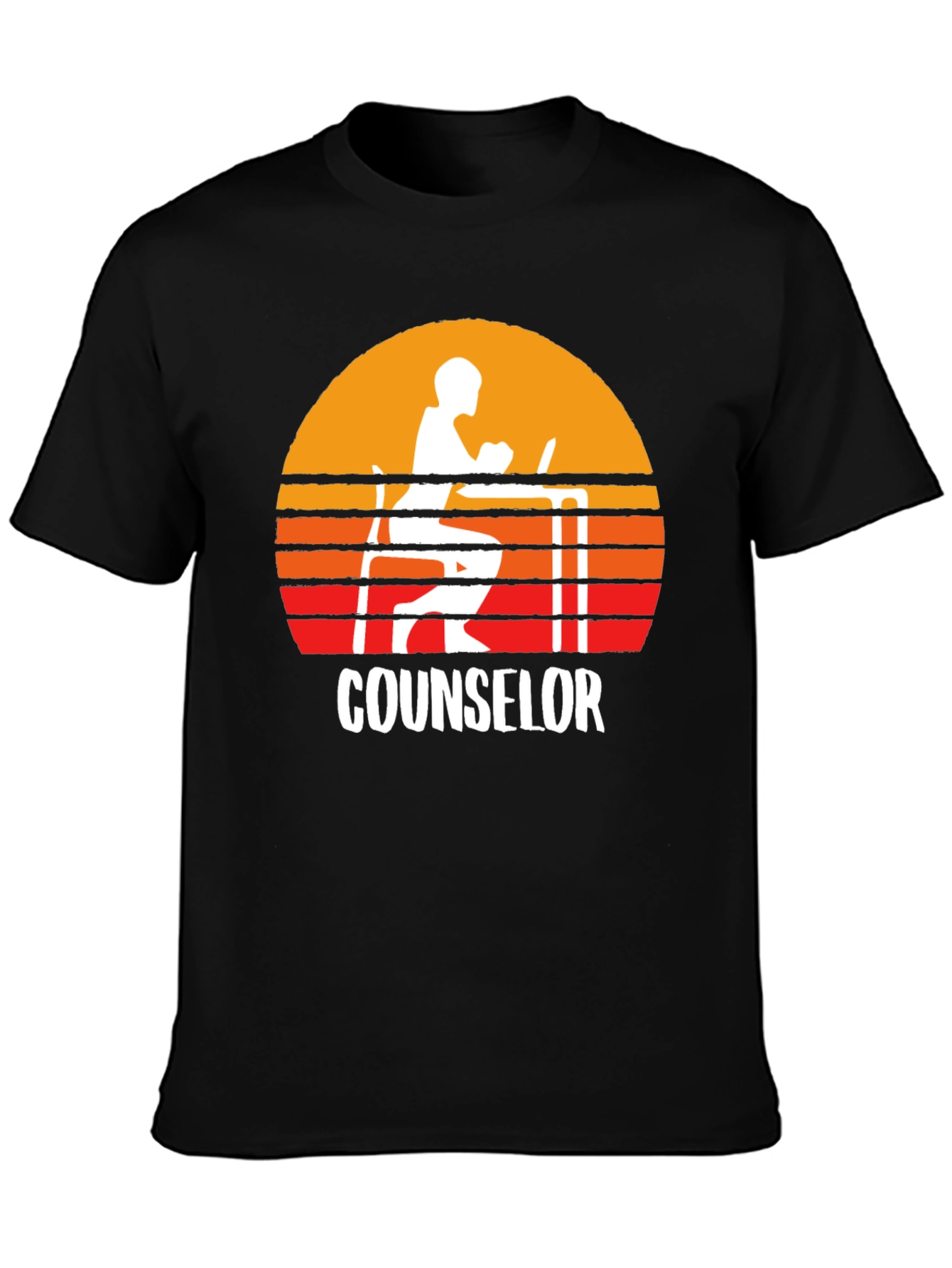 Black Counselor Sunset Graphic T-Shirt view 3