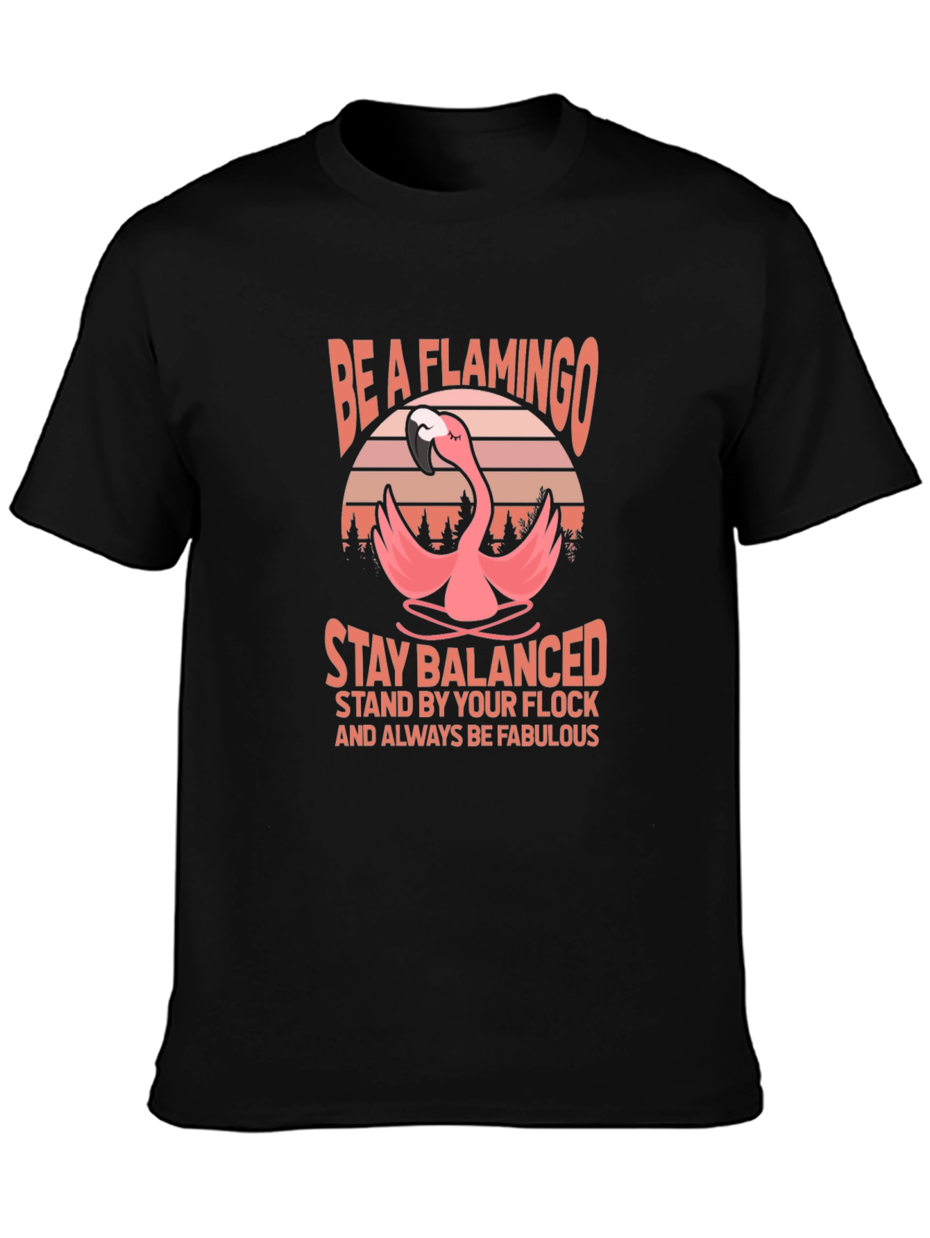 Black Be A Flamingo T-Shirt - Stay Balanced view 3