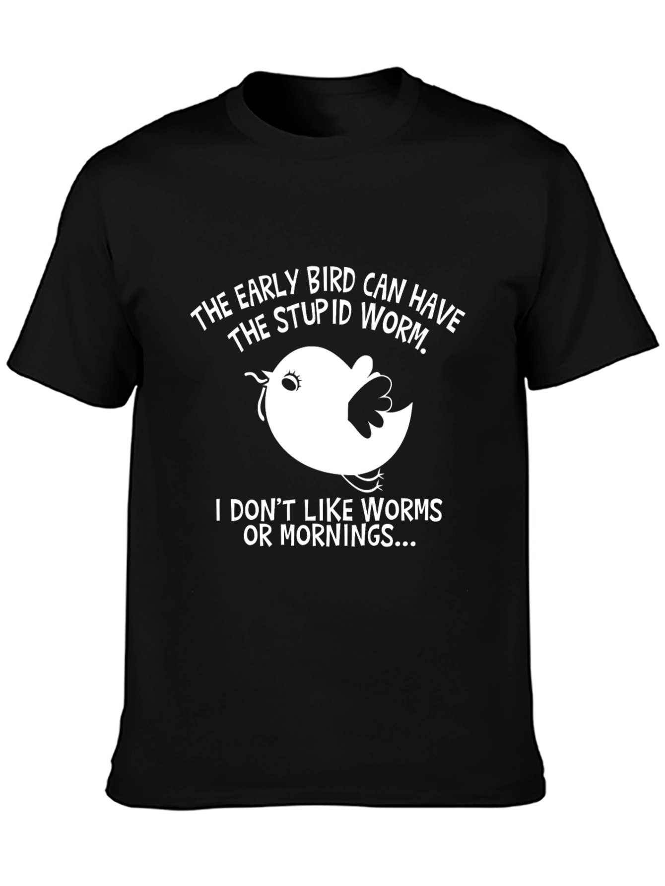 Black Early Bird Graphic Tee - Funny Slogan T-Shirt view 3