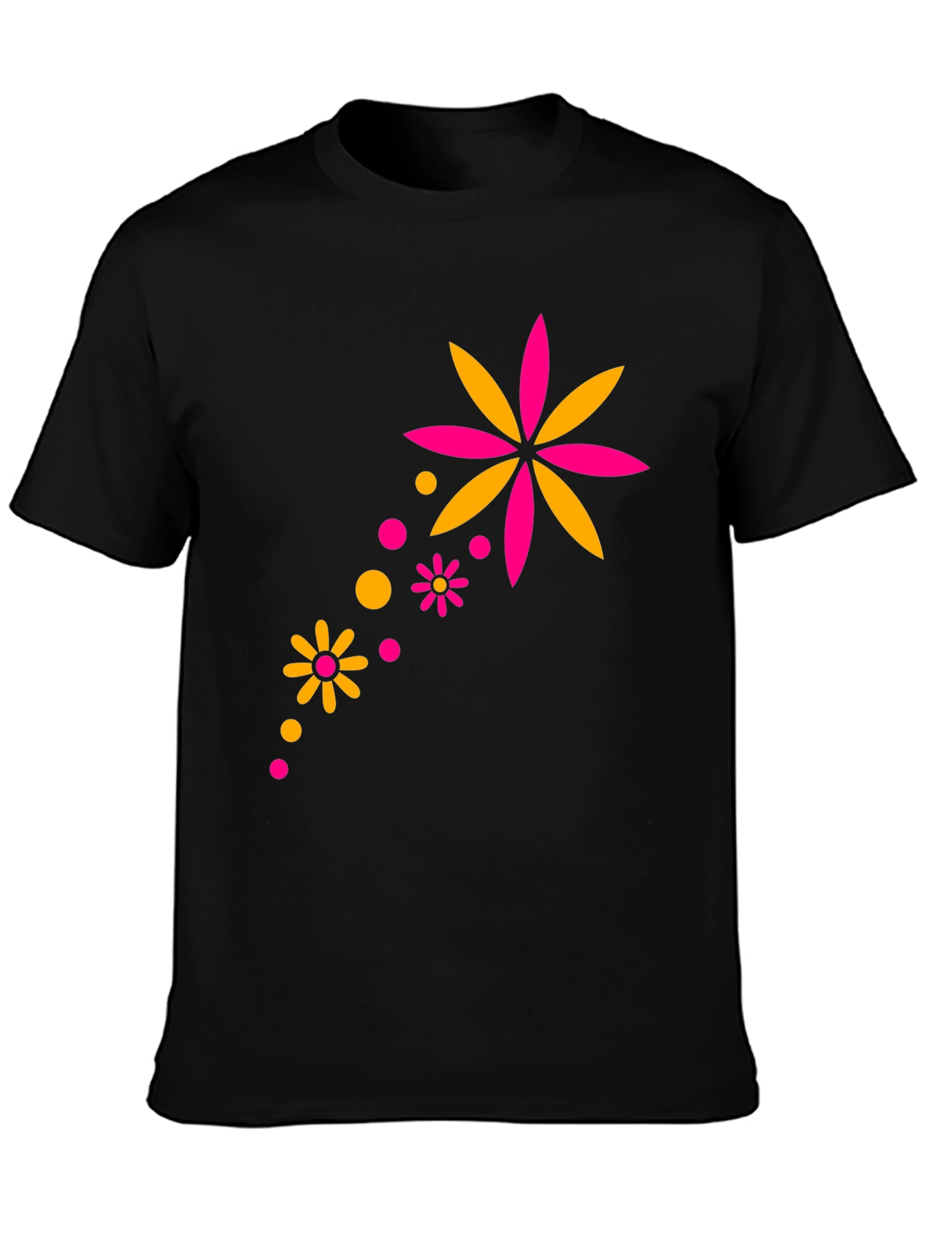 Black Floral Burst Black Tee - Trendy Graphic Print view 3