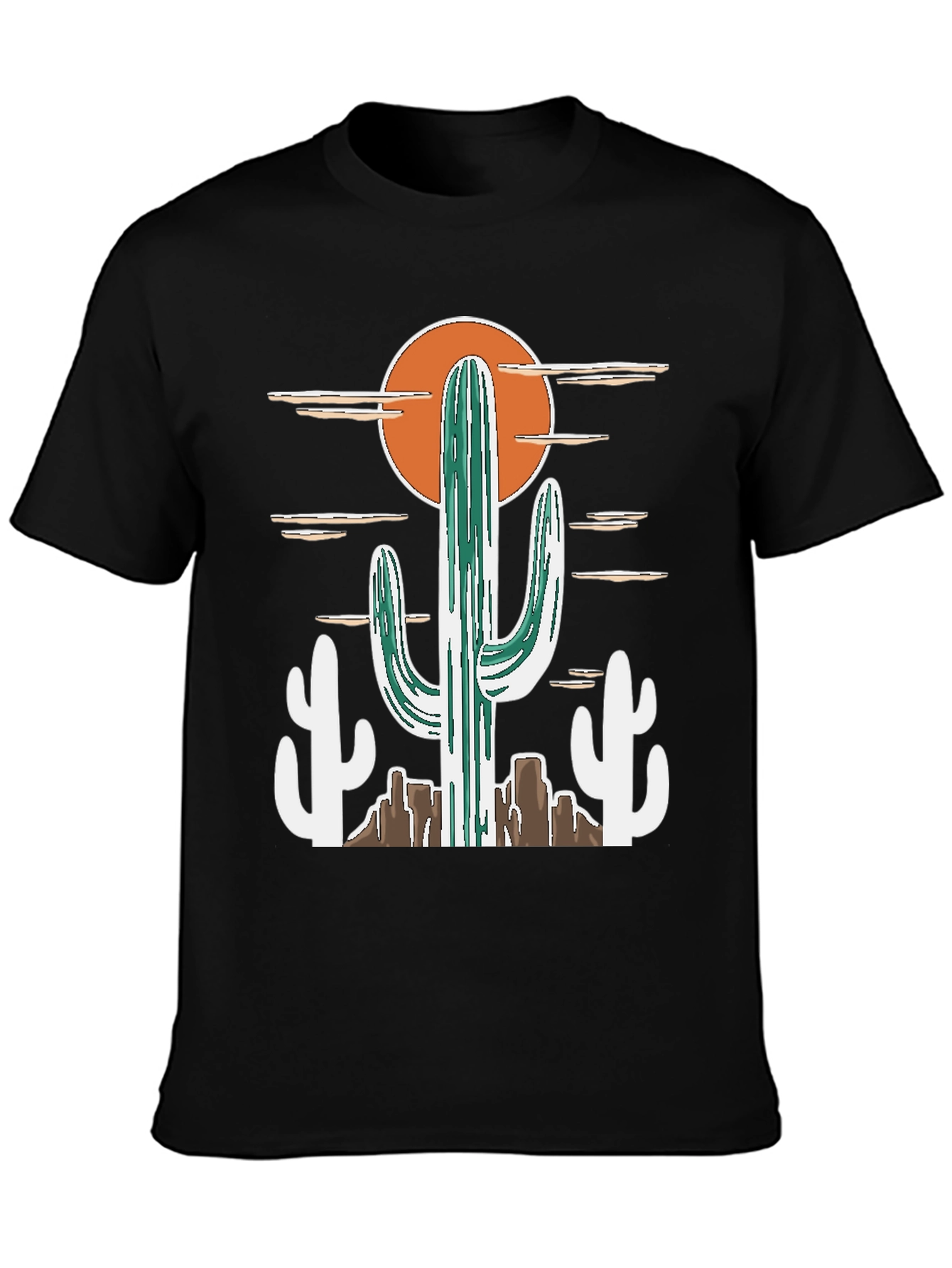 Black Desert Cactus Graphic Tee - Western Style Cotton T-Shirt view 3