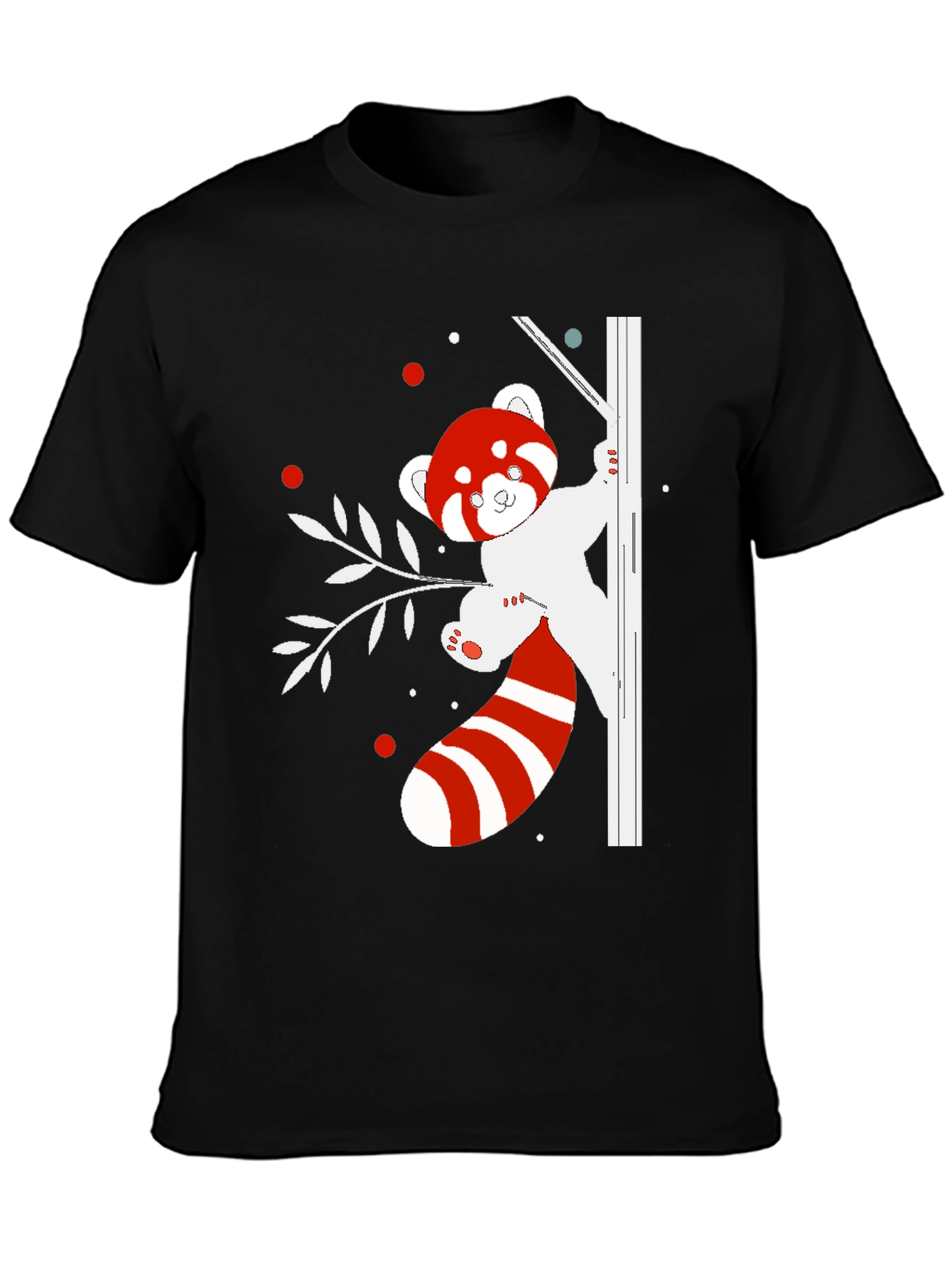 Black Red Panda T-Shirt - Cute Animal Design view 3