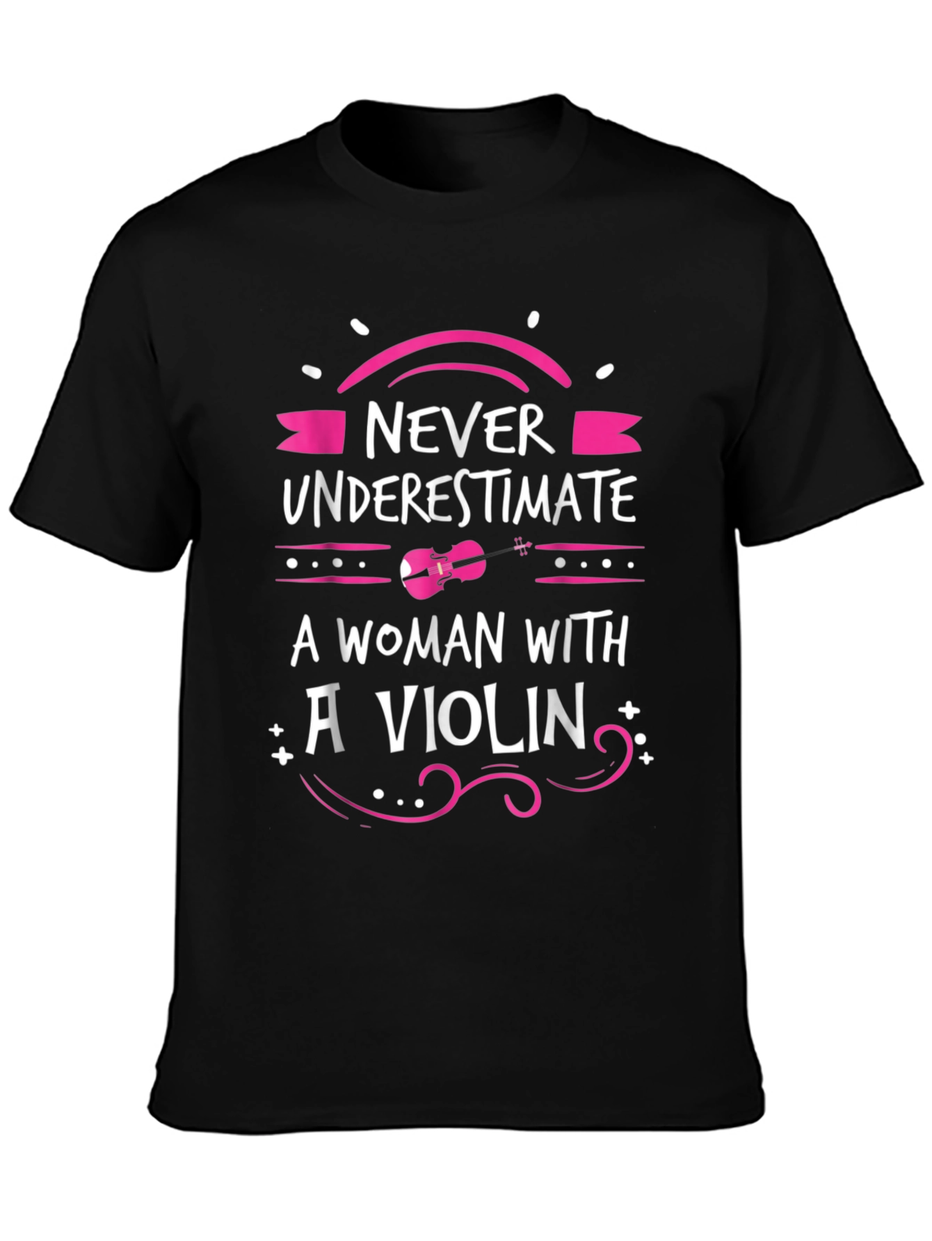 Black Never Underestimate A Woman With A Violin Graphic T-Shirt view 3