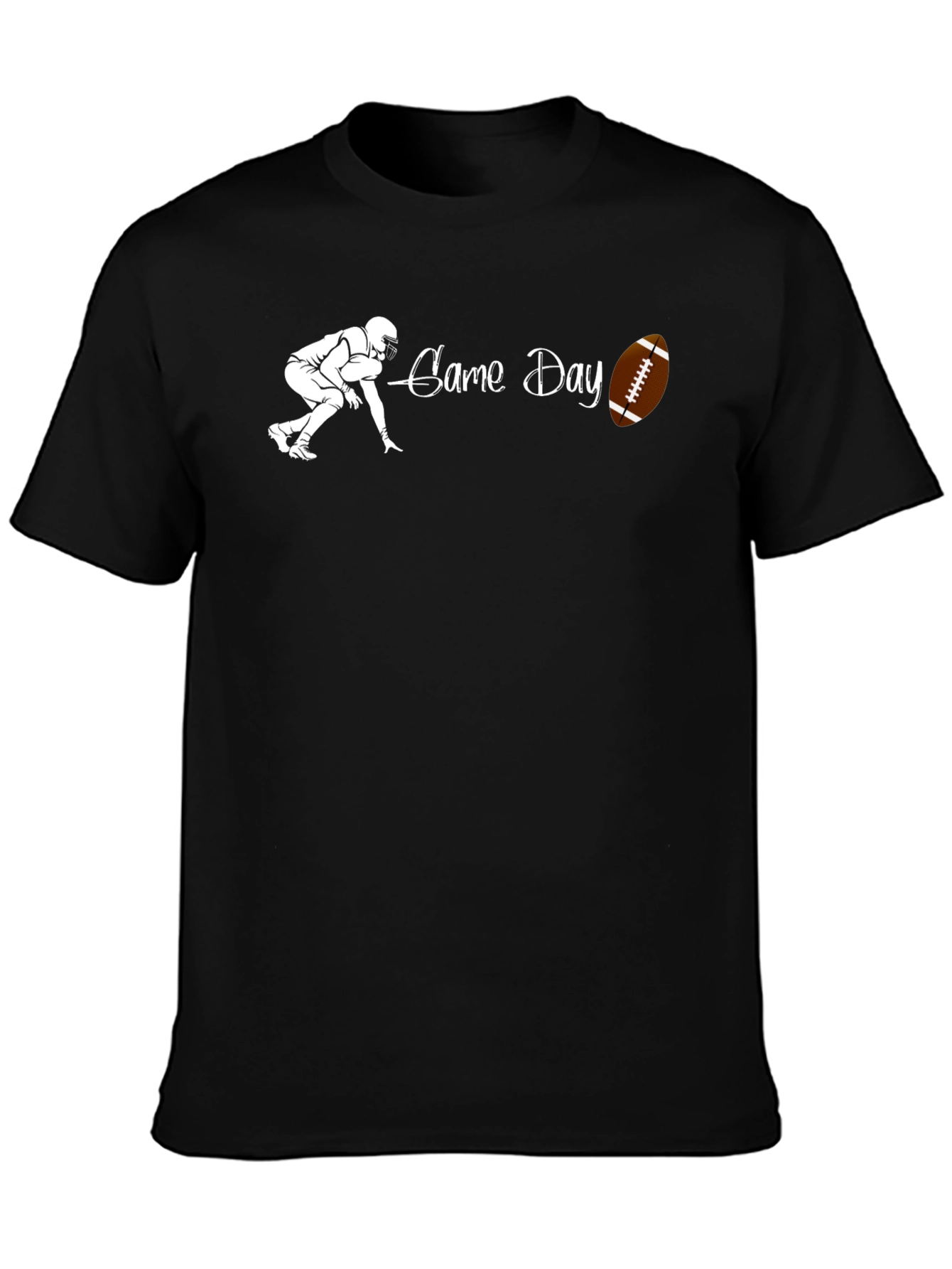 Black Game Day Football Graphic T-Shirt view 3