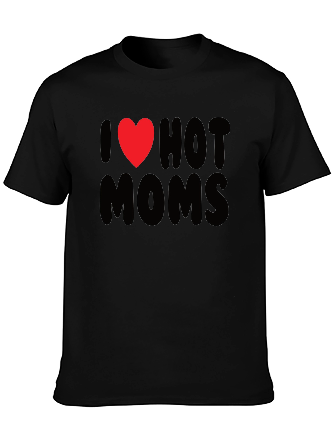 Black I Heart Hot Moms Graphic Tee - Black T-Shirt view 3