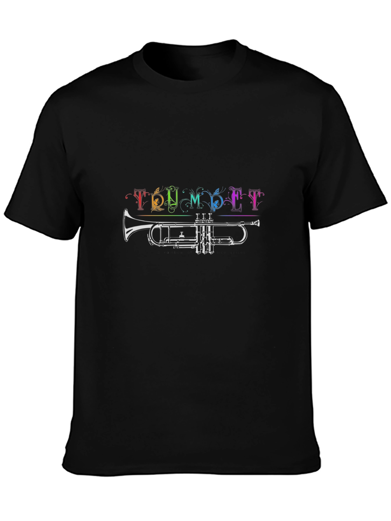 Black Trumpet Rainbow T-Shirt - Music Lover Tee view 3