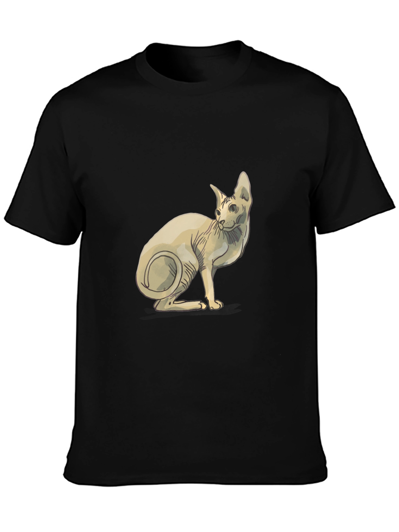 Black Sphynx Cat Graphic Tee - Unique Design view 3