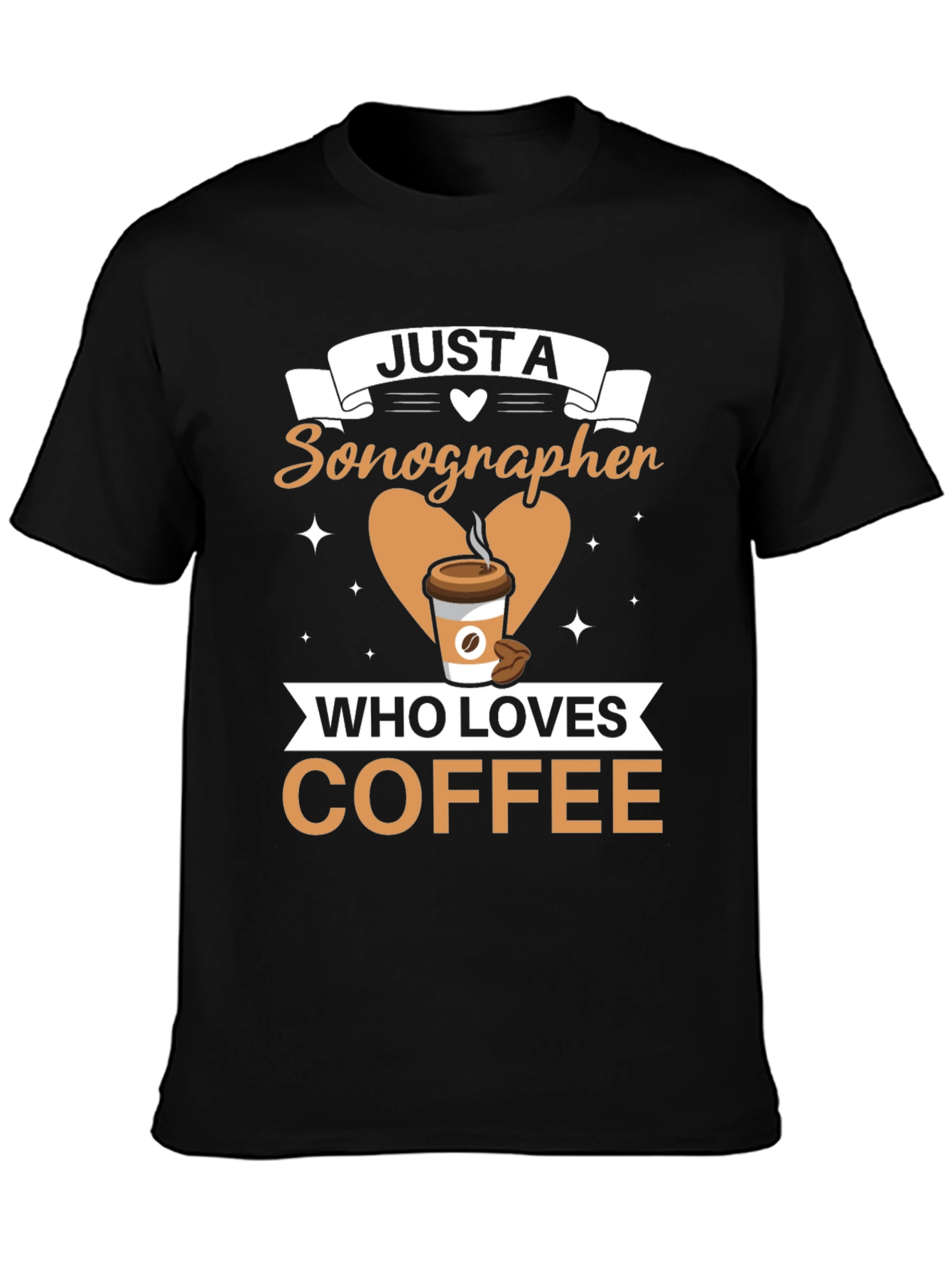 Black Sonographer Coffee Lover T-Shirt - Funny Graphic Tee view 3