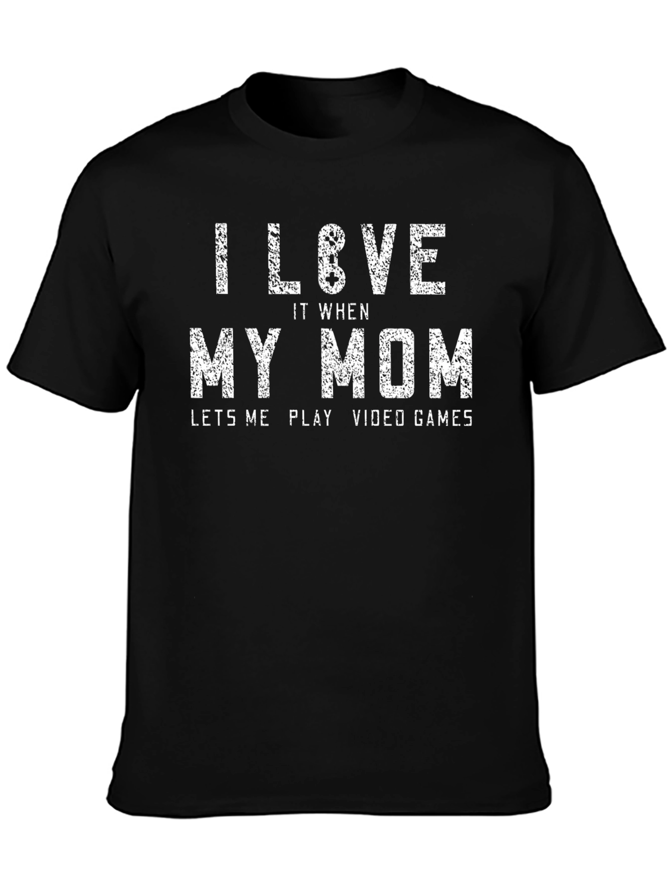 Black I Love My Mom Video Games Graphic T-Shirt view 3