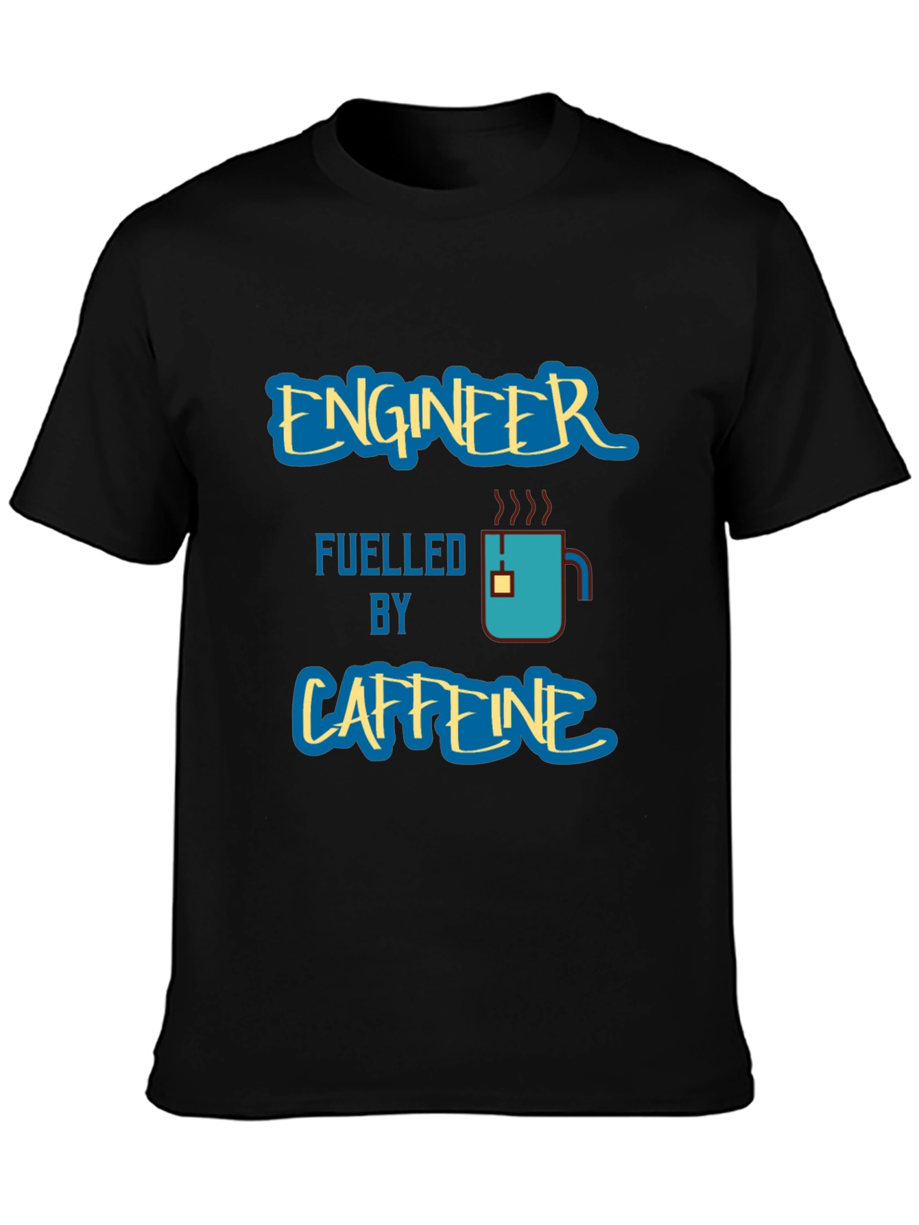Black Engineer Fuelled by Caffeine Graphic T-Shirt view 3
