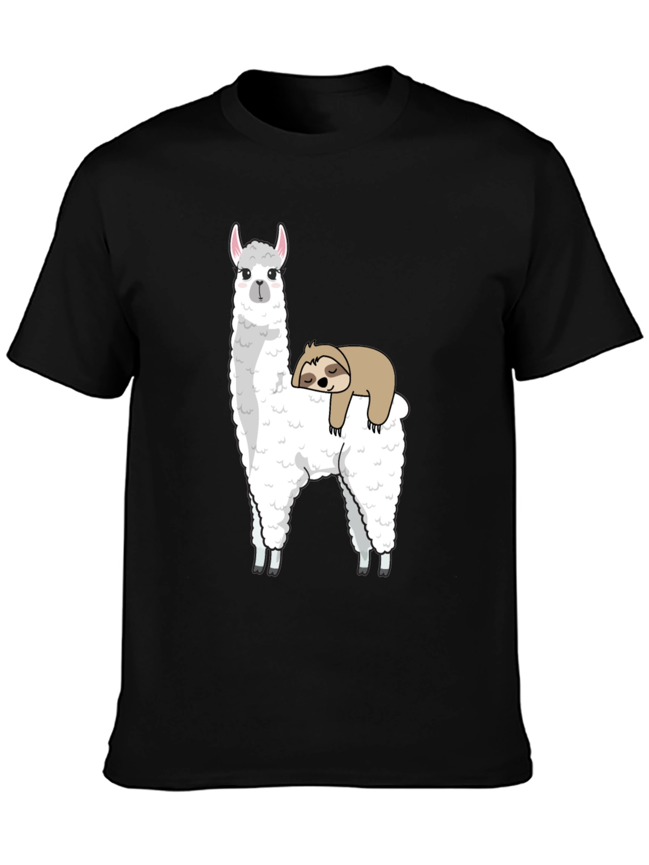 Black Llama and Sloth Graphic Tee view 3