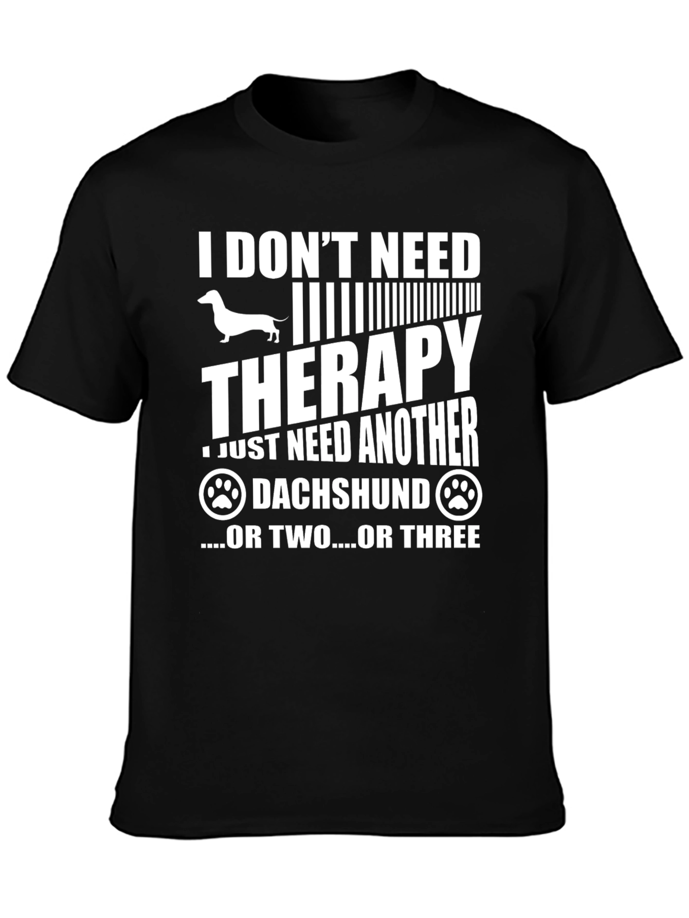 Black Dachshund Therapy T-Shirt - Funny Dog Lover Tee view 3