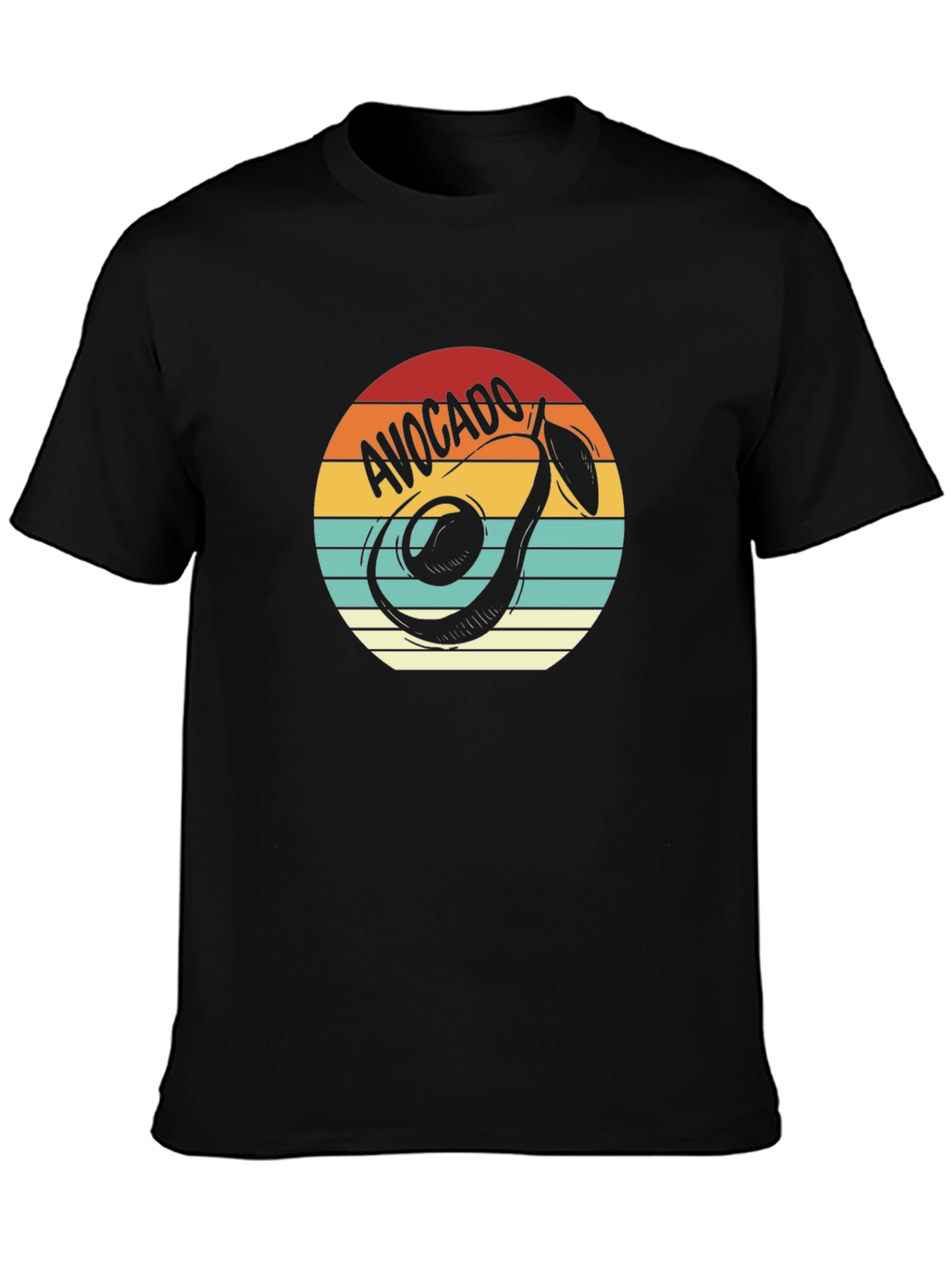 Black Avocado Retro Graphic Tee - Unisex Black T-Shirt view 3