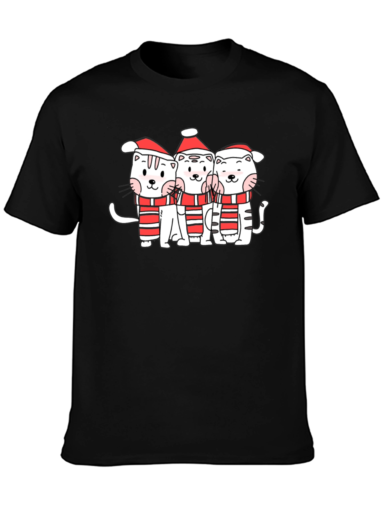 Black Festive Kitty Crew T-Shirt - Holiday Cheer view 3