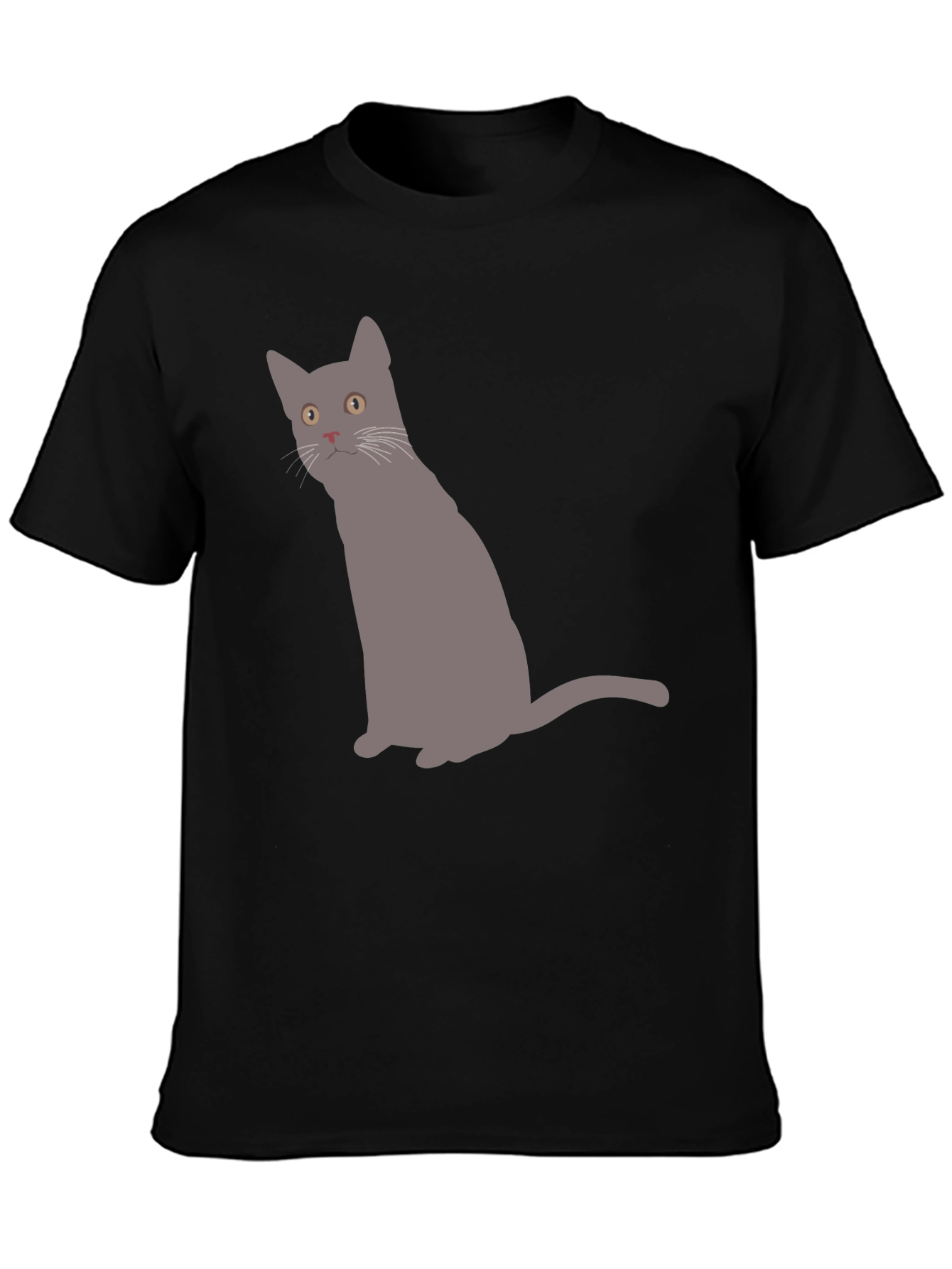 Black Gray Cat Graphic Black T-Shirt view 3