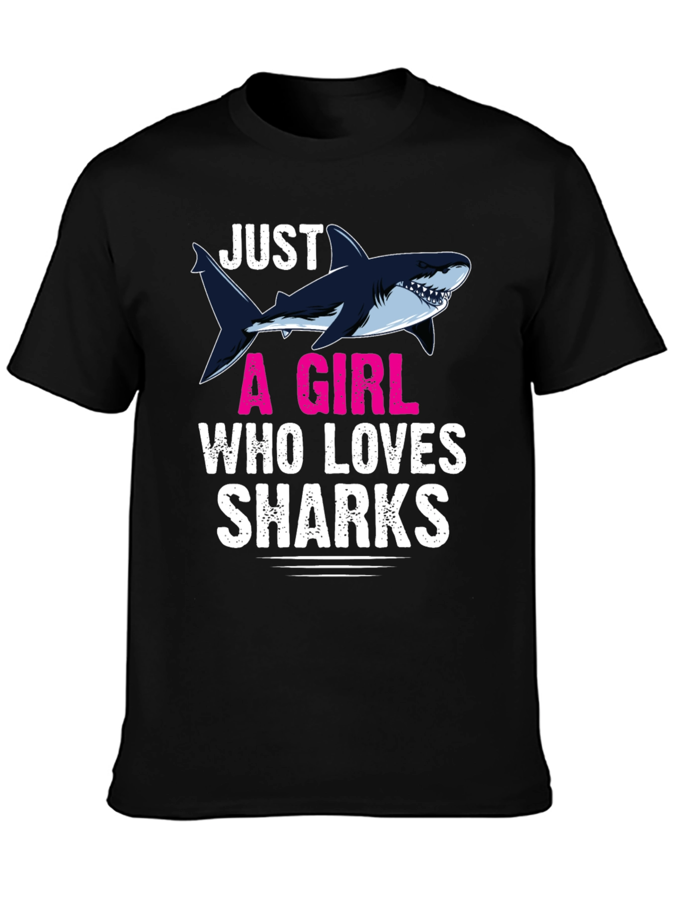 Black Just A Girl Who Loves Sharks Graphic T-Shirt view 3