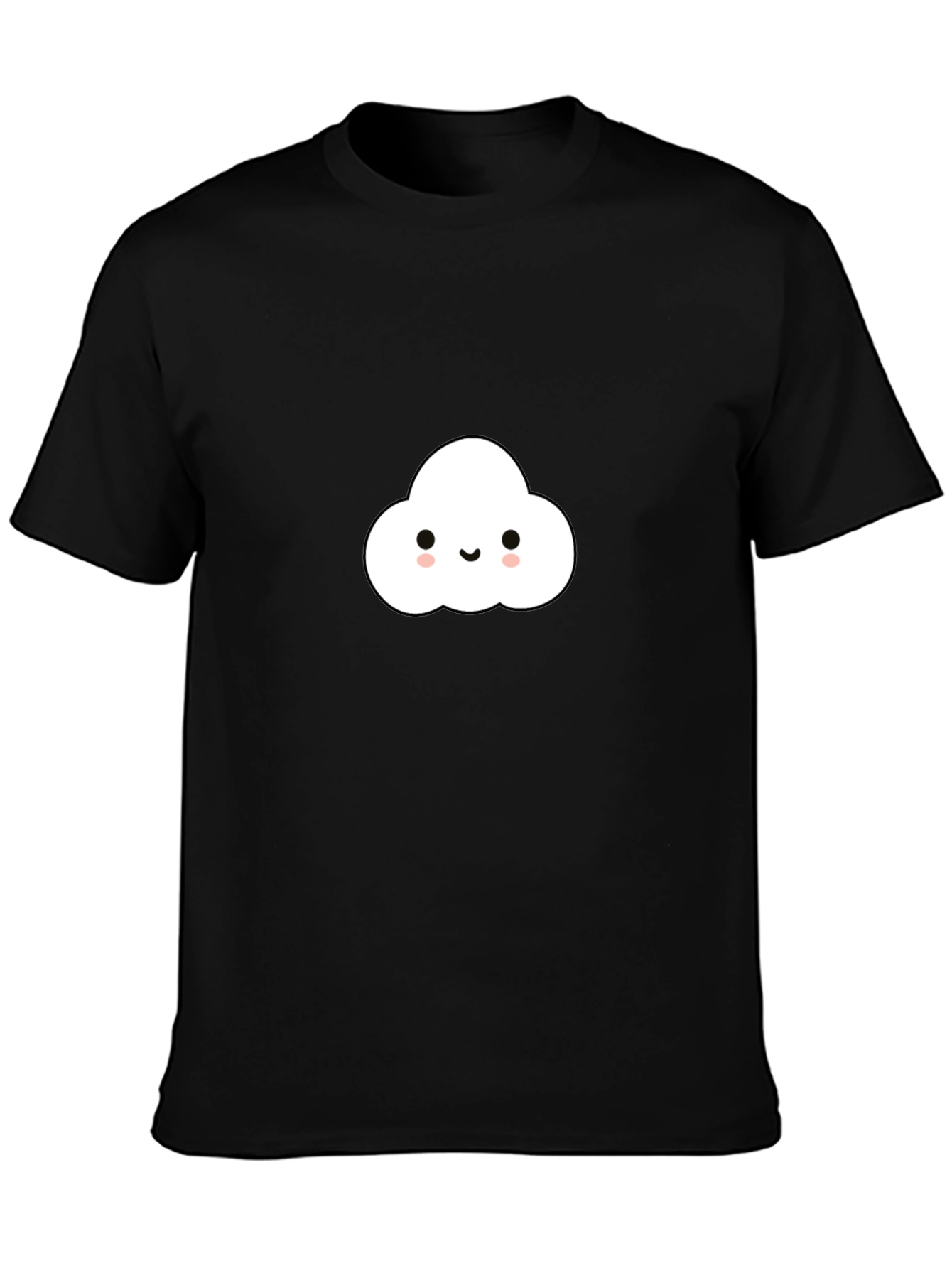 Black Cute Cloud Graphic Tee - Black Cotton Comfort view 3