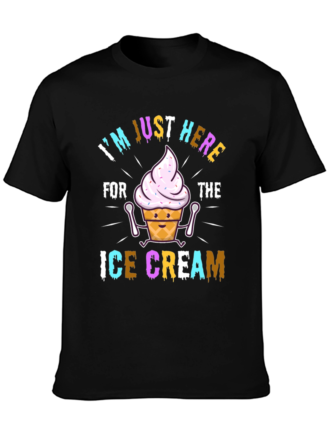 Black I'm Just Here For The Ice Cream Graphic T-Shirt view 3