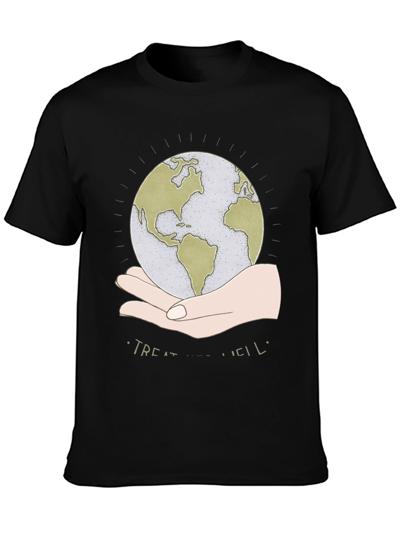 Treat Well Earth Graphic Tee - Black Cotton Blend - 3