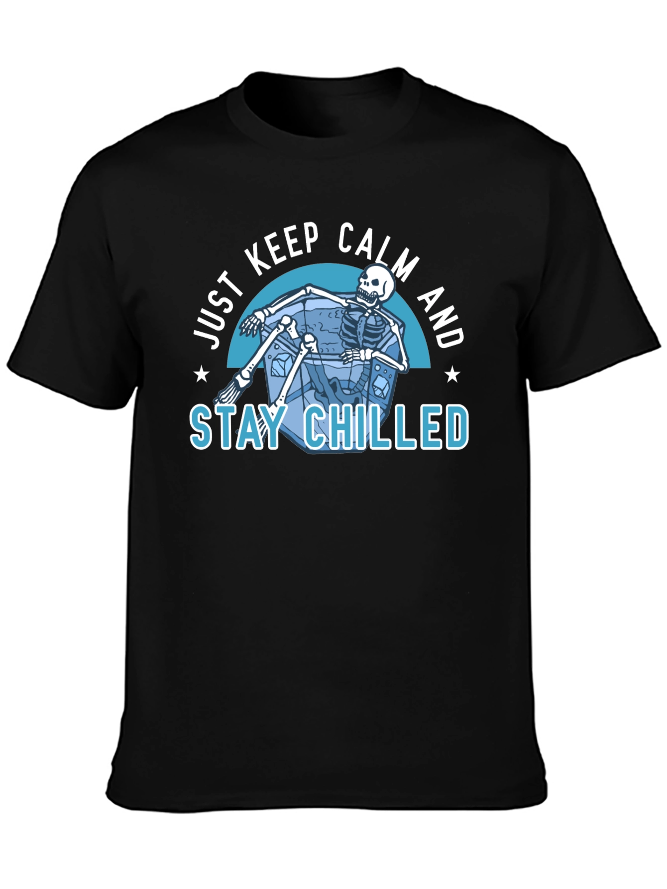 Black Just Keep Calm & Stay Chilled Skeleton T-Shirt view 3