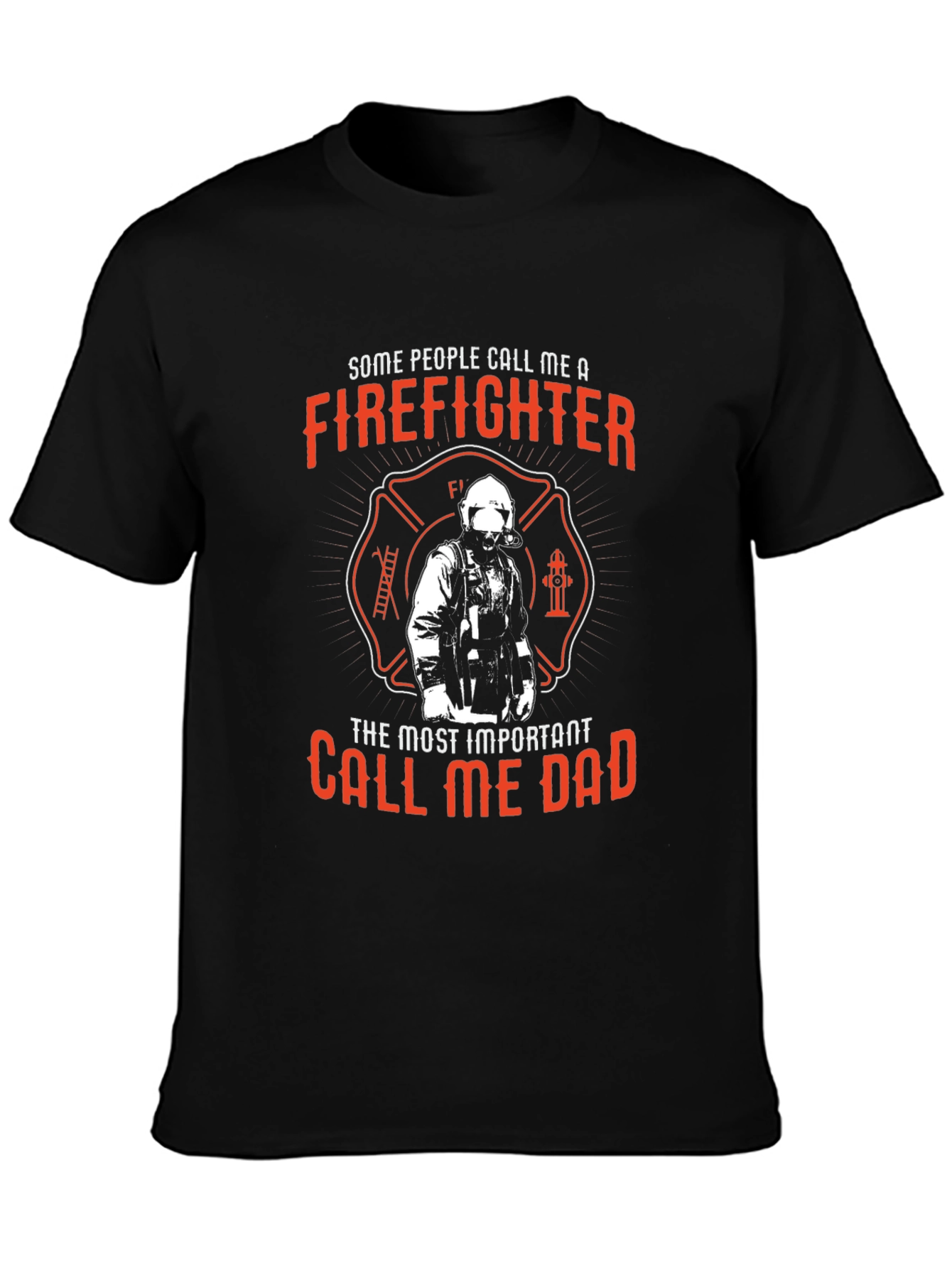 Black Firefighter Dad T-Shirt view 3