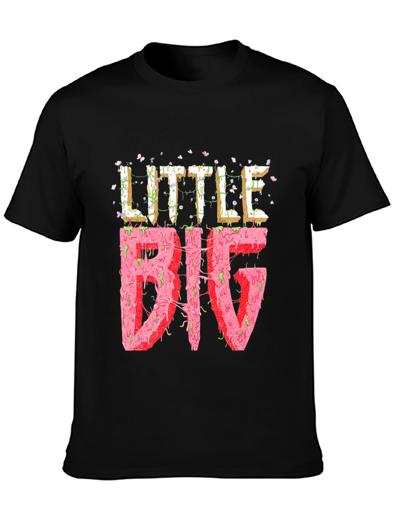 Black Little Big Graphic Tee - Black Cotton Blend view 3