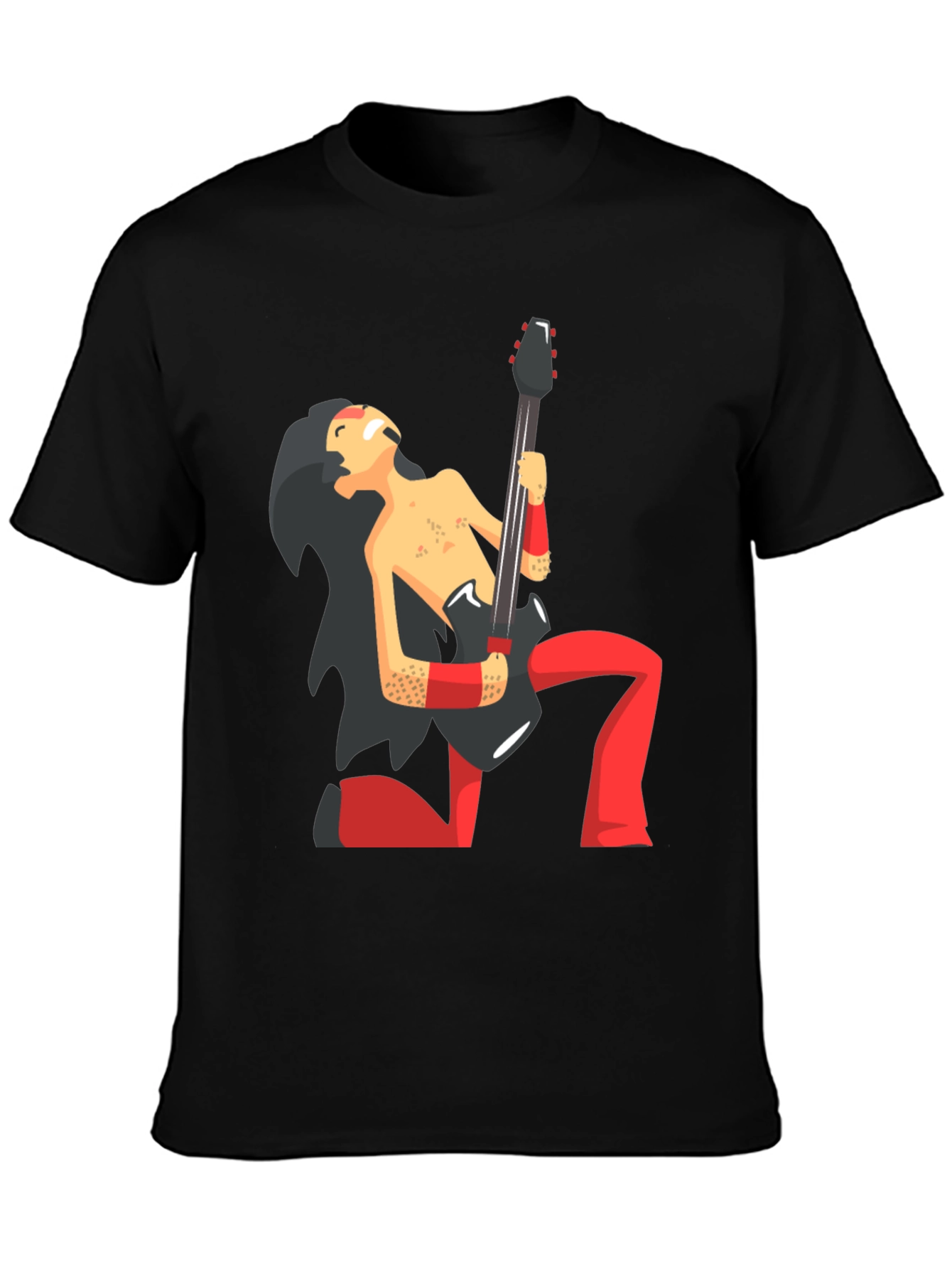 Black Cartoon Rocker Graphic Black T-Shirt view 3