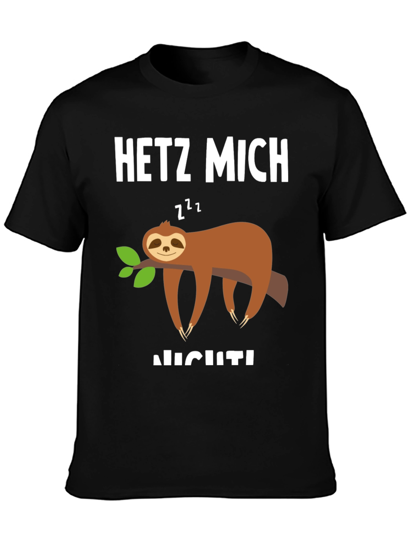 Black Sloth Graphic T-Shirt - 'Hetz Mich Nicht' - Unisex view 3