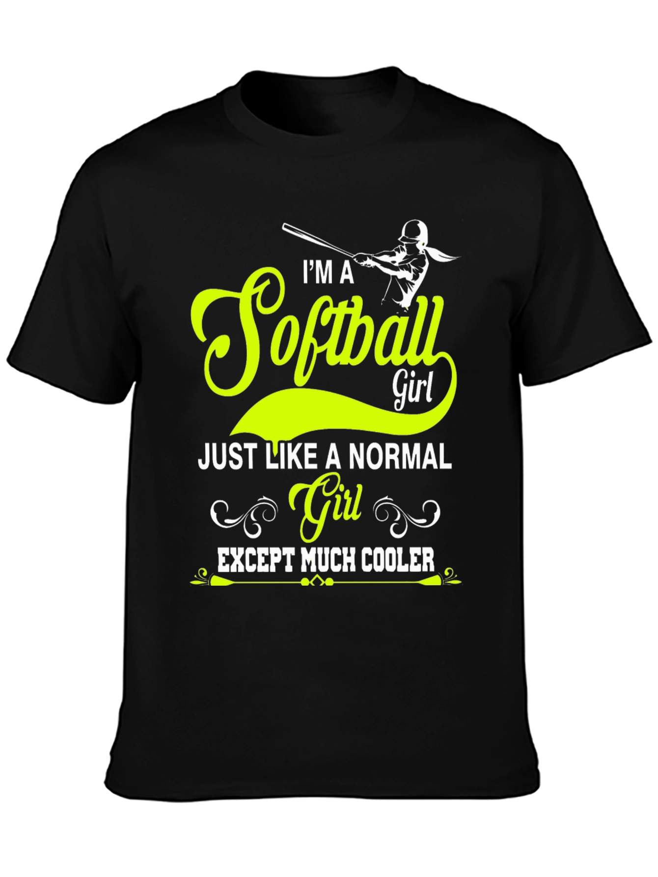 Black Softball Girl T-Shirt - Much Cooler view 3