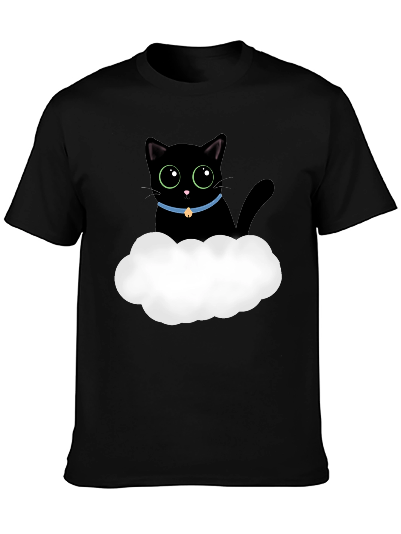 Black Cute Black Cat Cloud T-Shirt - Soft Cotton Tee view 3