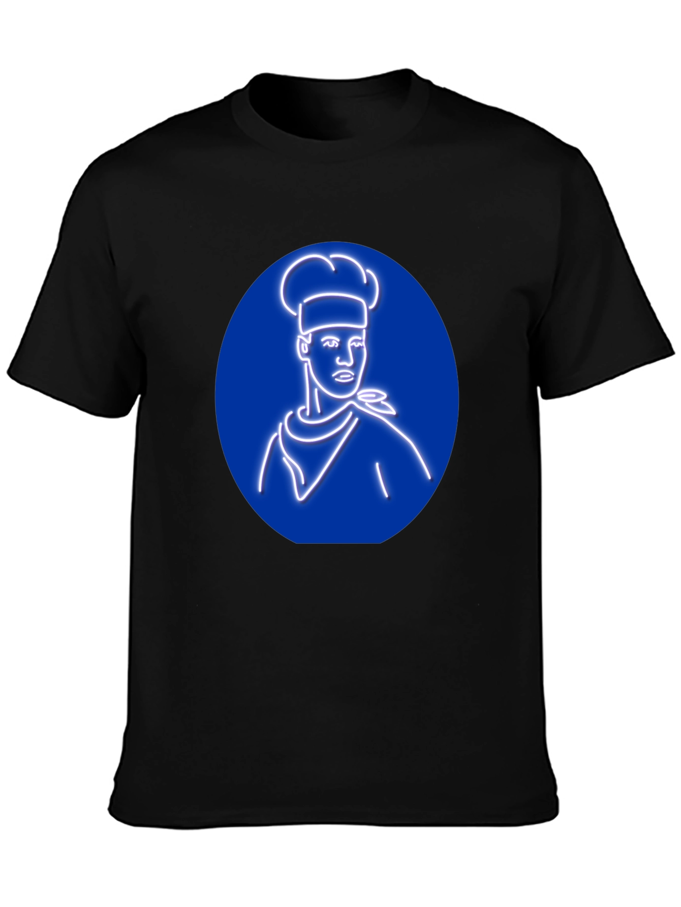 Black Chef Graphic Tee - Unique Neon Design, Black T-Shirt view 3