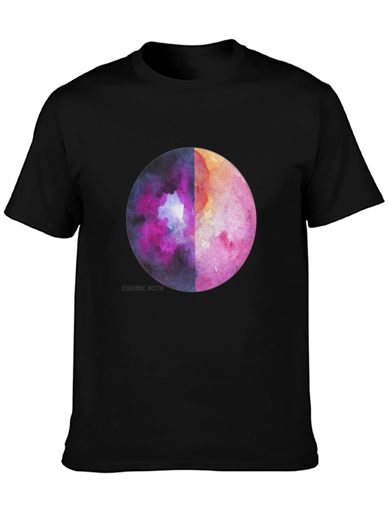 Black Cosmic Octo Moon Watercolor Graphic Tee view 3