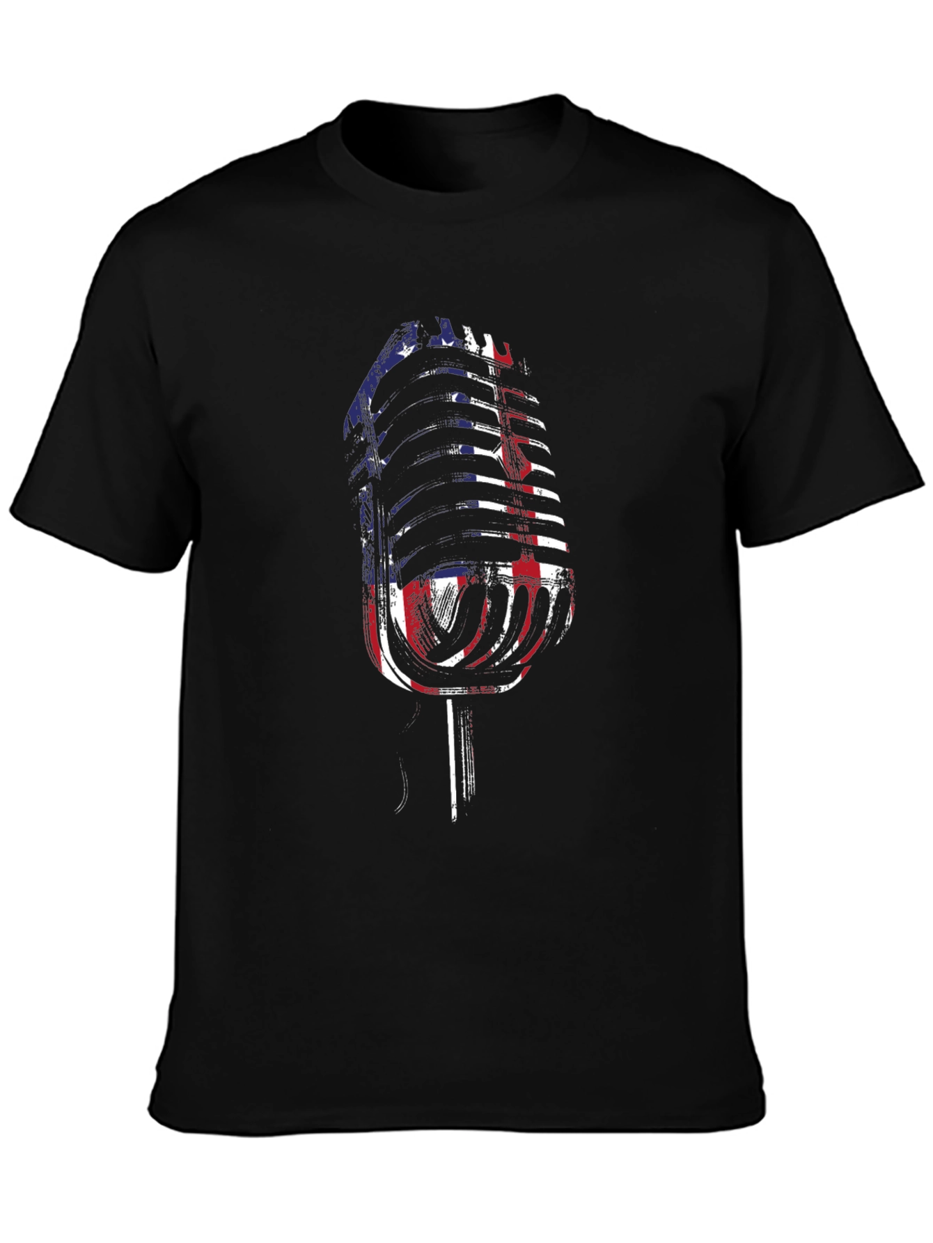 Black Vintage Microphone Graphic Tee - Black view 3