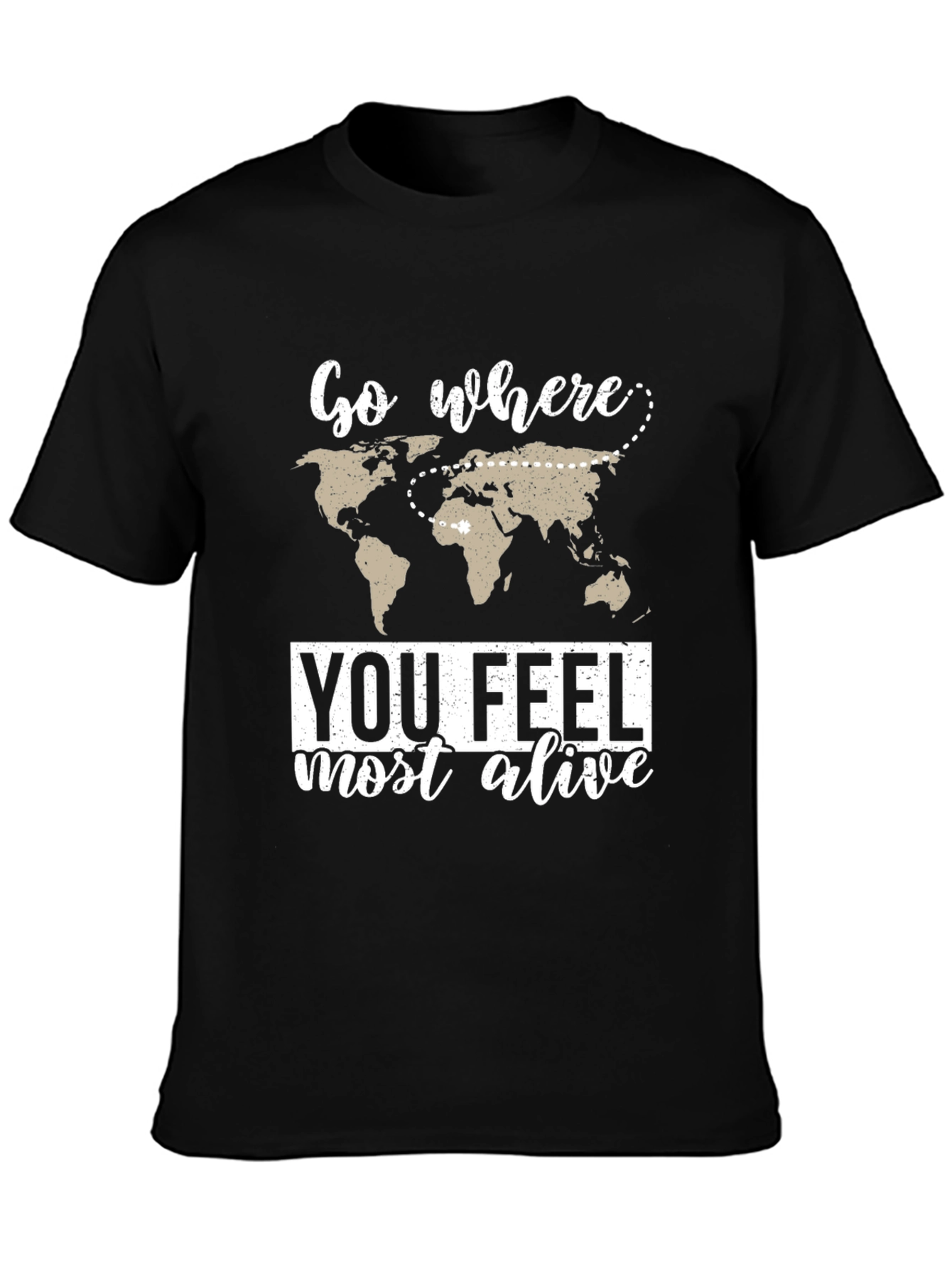 Black Travel Inspired Graphic Tee - Feel Most Alive view 3