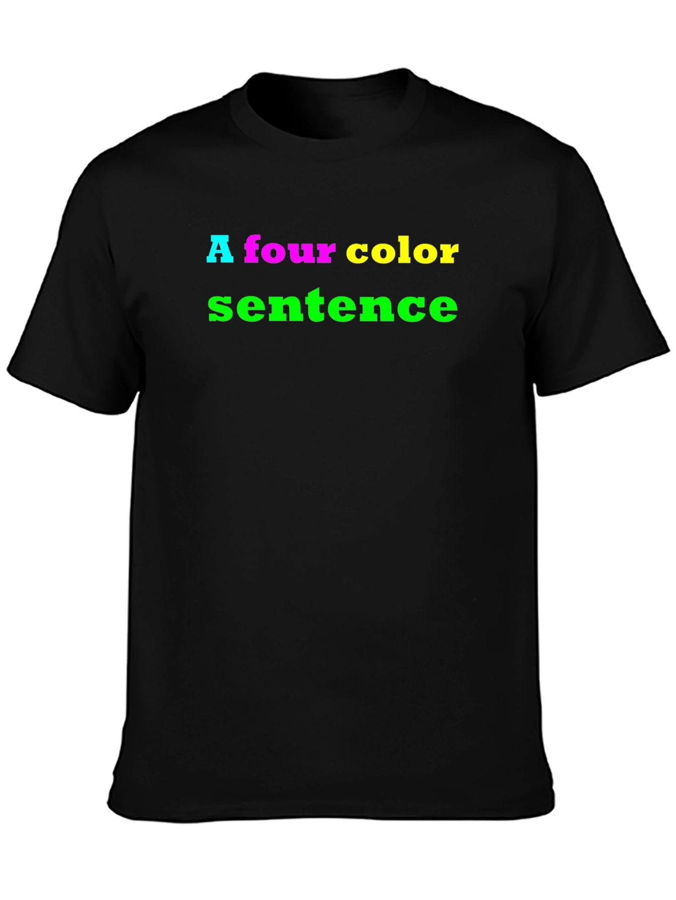 Black Four Color Sentence Graphic Tee - Black Cotton T-Shirt view 3