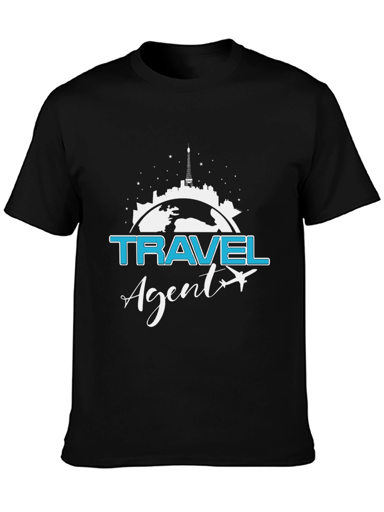 Black Travel Agent T-Shirt - Stylish Vacation Planning Apparel view 3