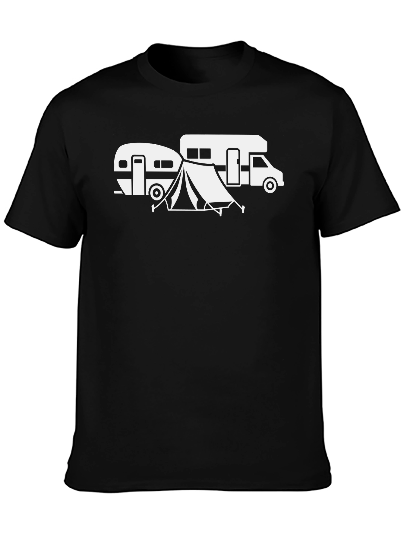 Black Camping Adventure Graphic Tee - RV and Tent view 3