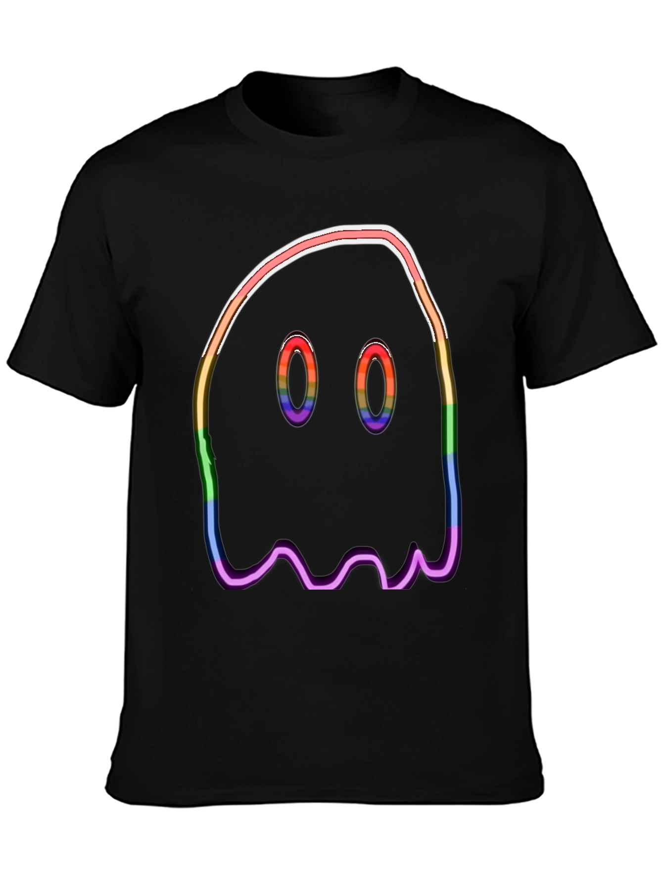 Black Rainbow Ghost Graphic Tee - Halloween Spooky Shirt view 3