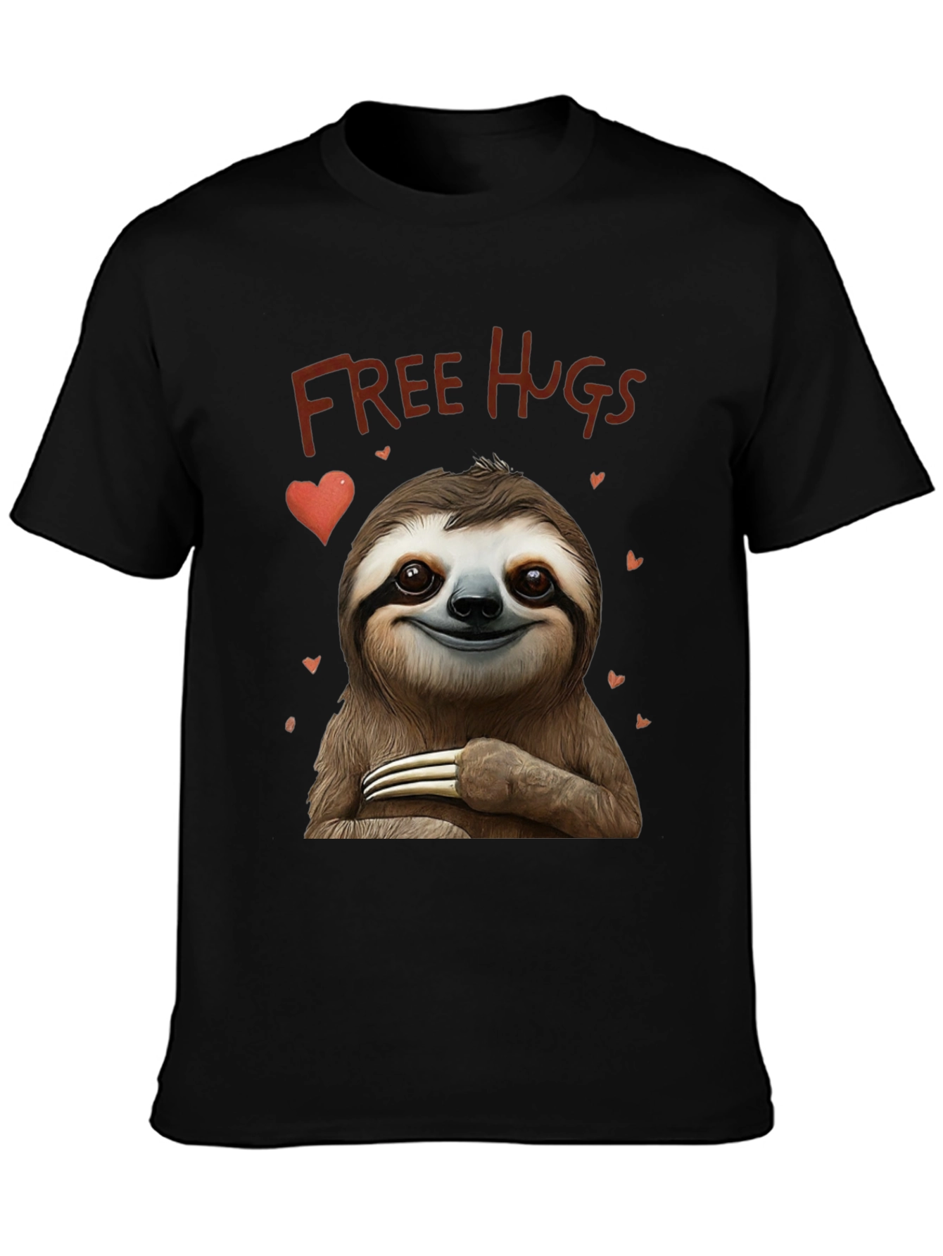 Black Sloth Free Hugs Graphic T-Shirt view 3