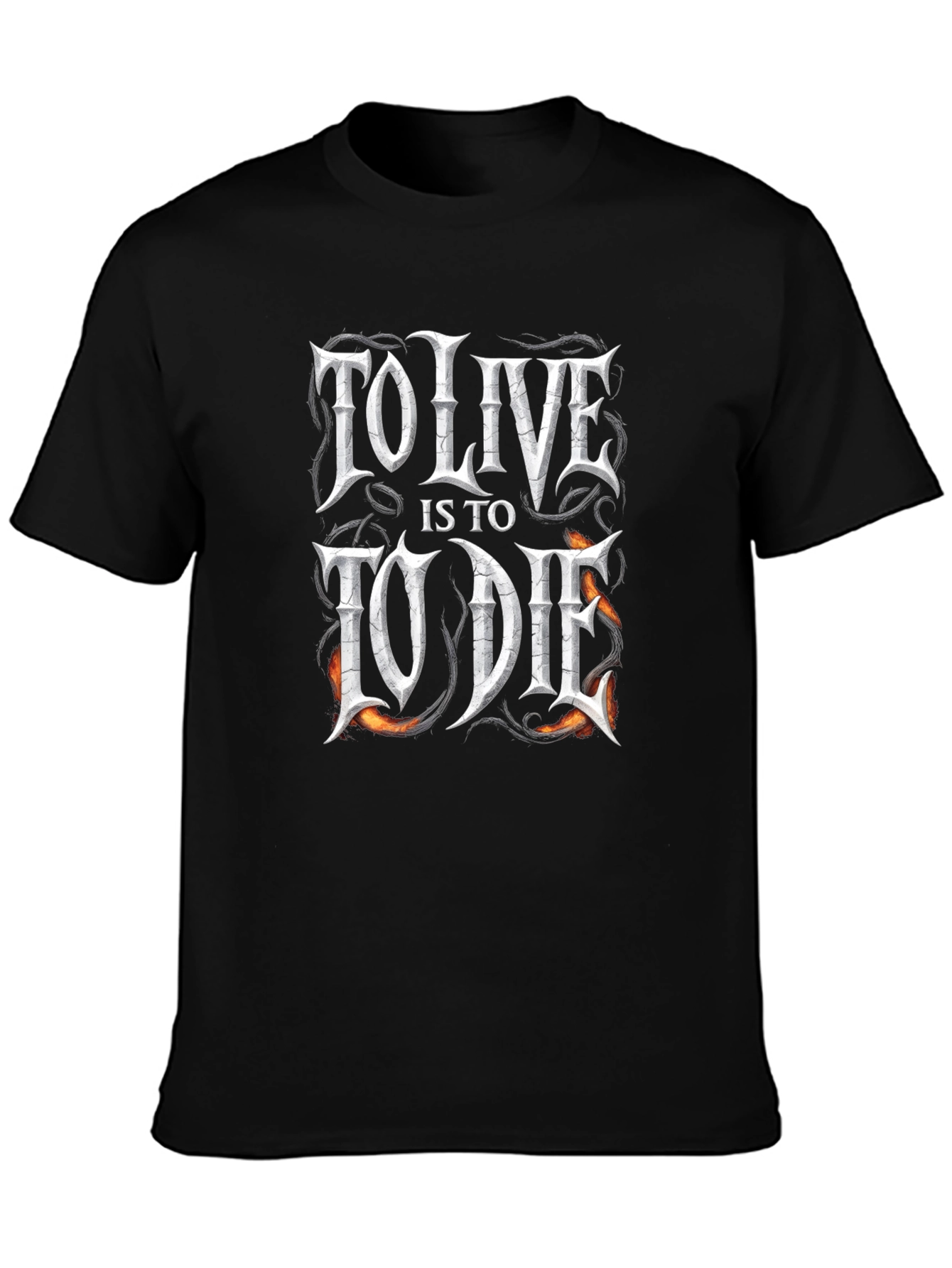Black To Live is To Die Graphic Print Black T-Shirt view 3