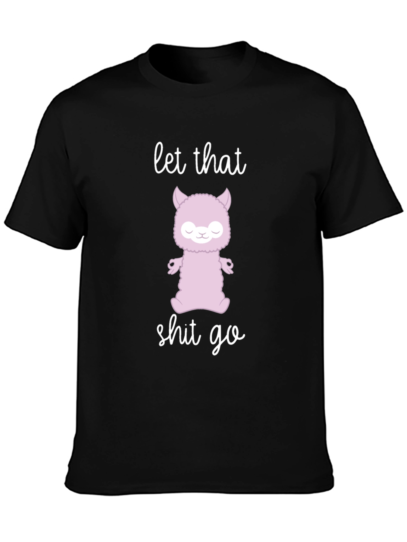 Black Zen Alpaca Meditation T-Shirt - Let That Go view 3
