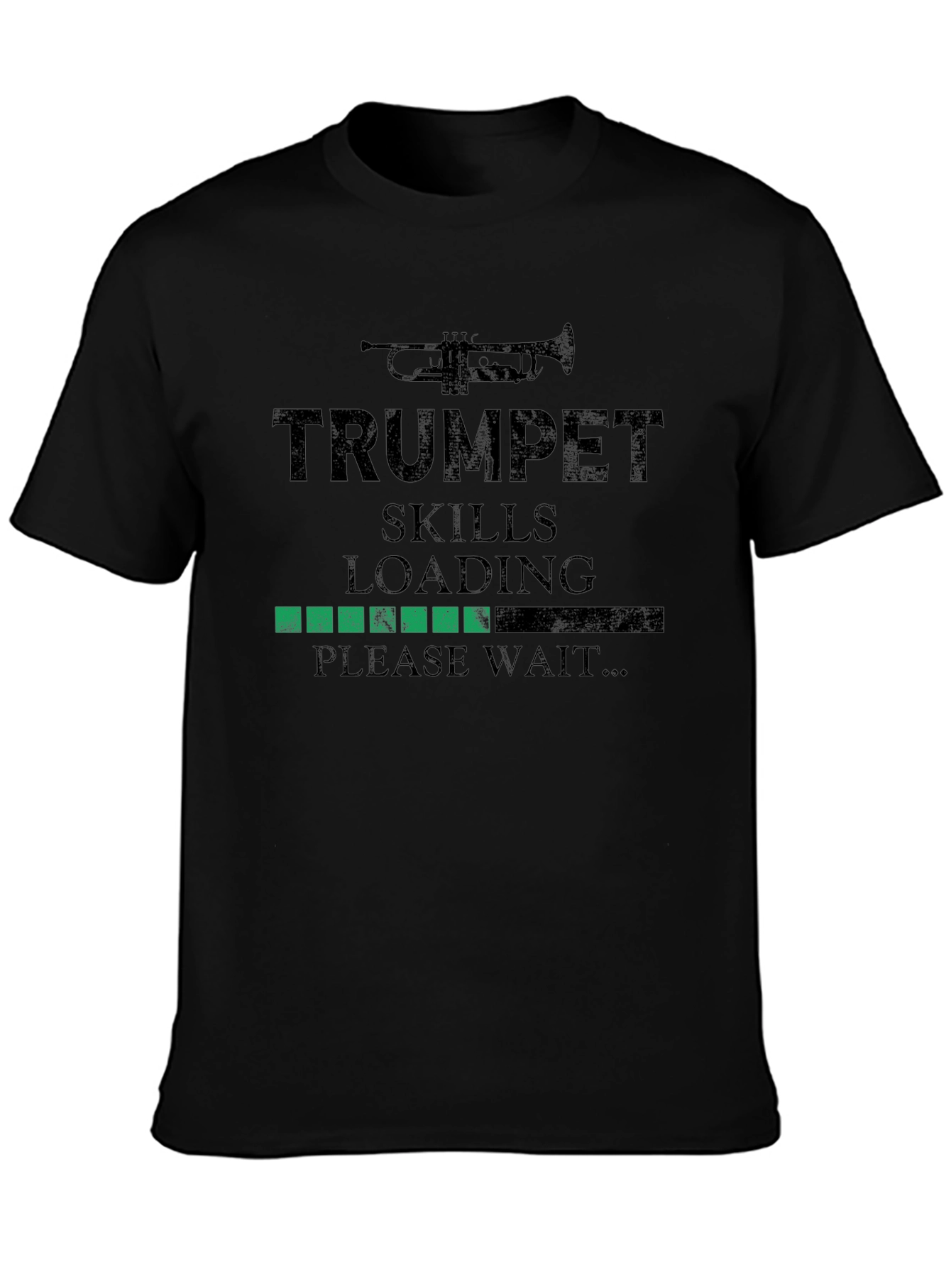 Black Trumpet Skills Loading T-Shirt - Musician Gift view 3