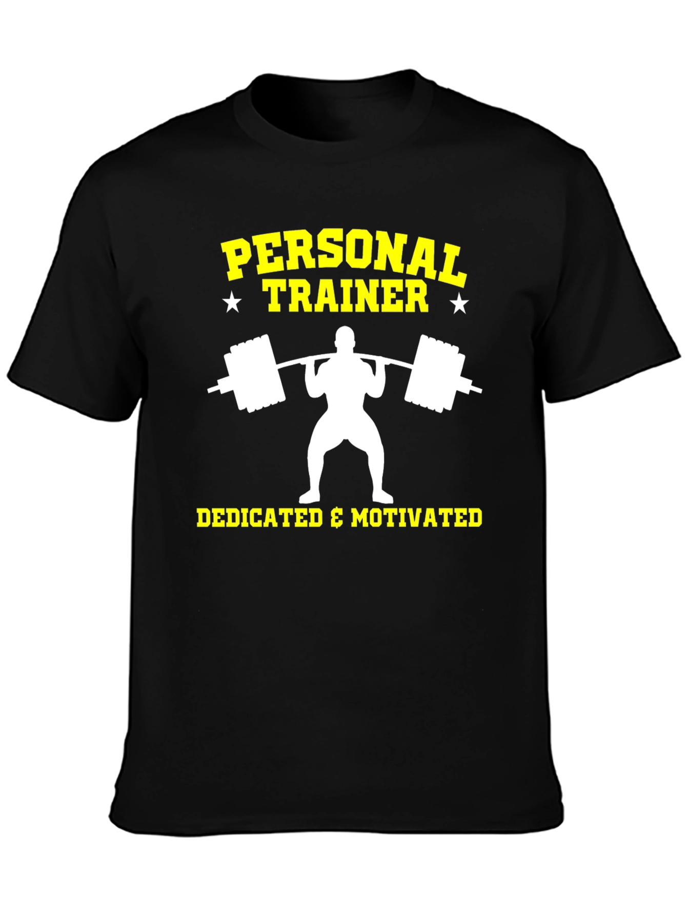 Black Personal Trainer T-Shirt - Dedicated & Motivated Workout Tee view 3