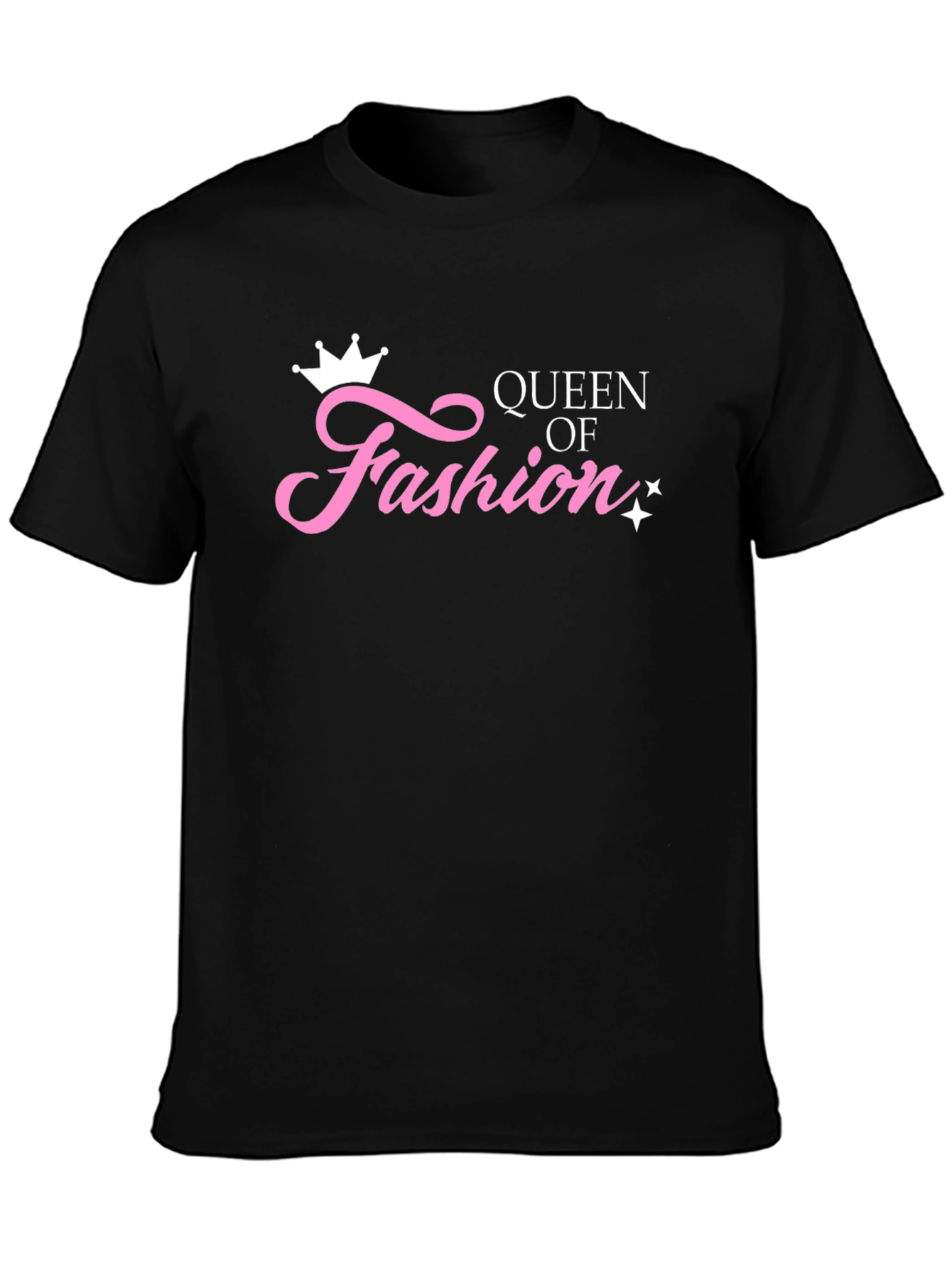 Black Queen of Fashion Graphic Tee - Black Cotton T-Shirt view 3