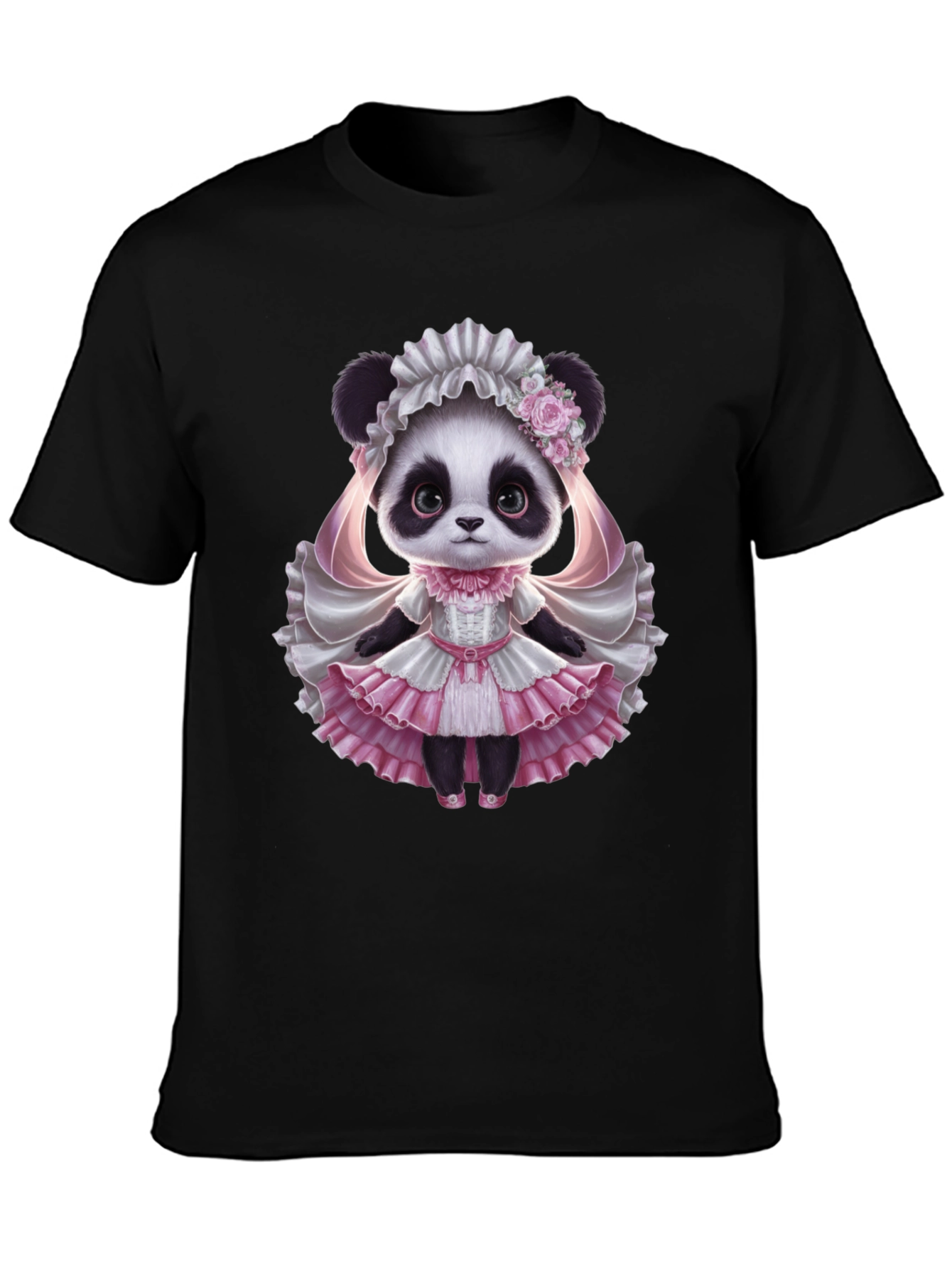 Black Panda Princess T-Shirt - Cute Animal Graphic Tee view 3
