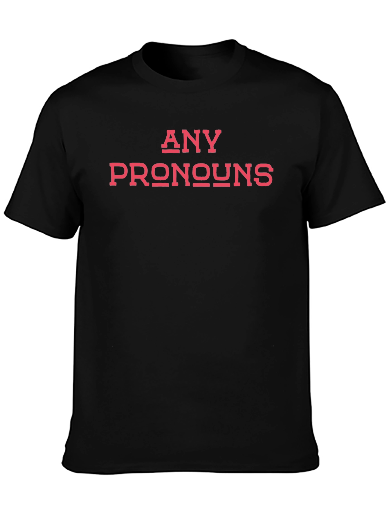 Black Any Pronouns Black Cotton T-Shirt view 3