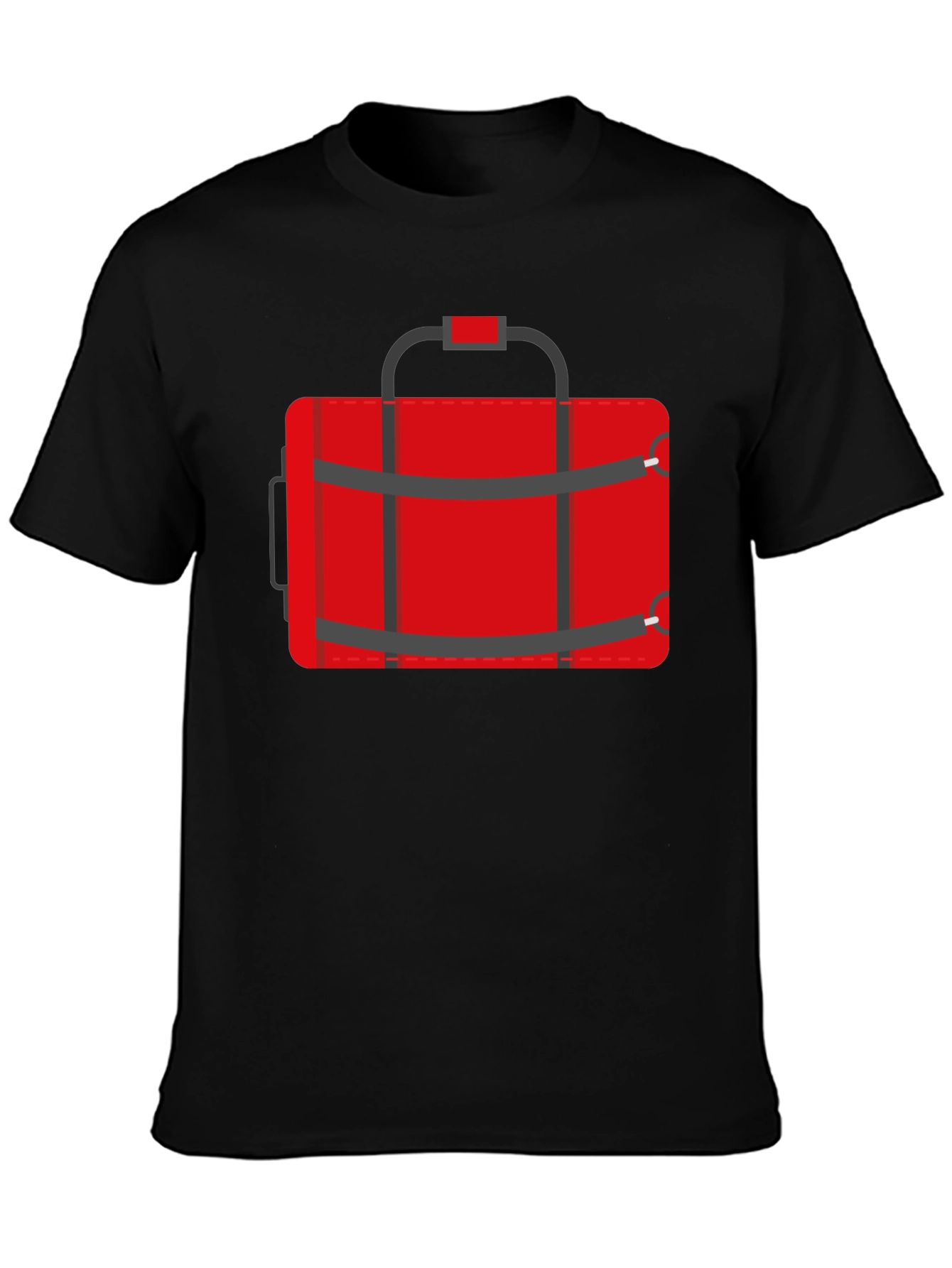 Black Red Duffle Bag Graphic T-Shirt - Casual Style view 3