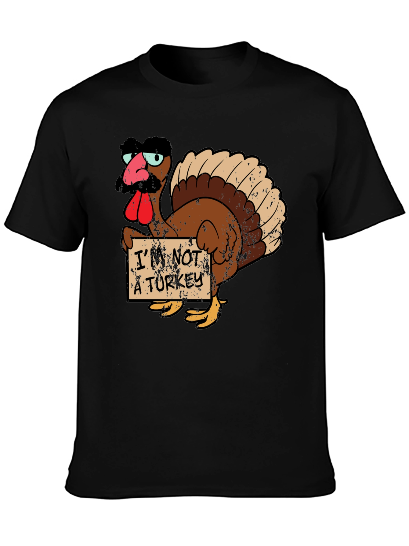 Black Funny Turkey in Disguise T-Shirt - Thanksgiving Humor view 3